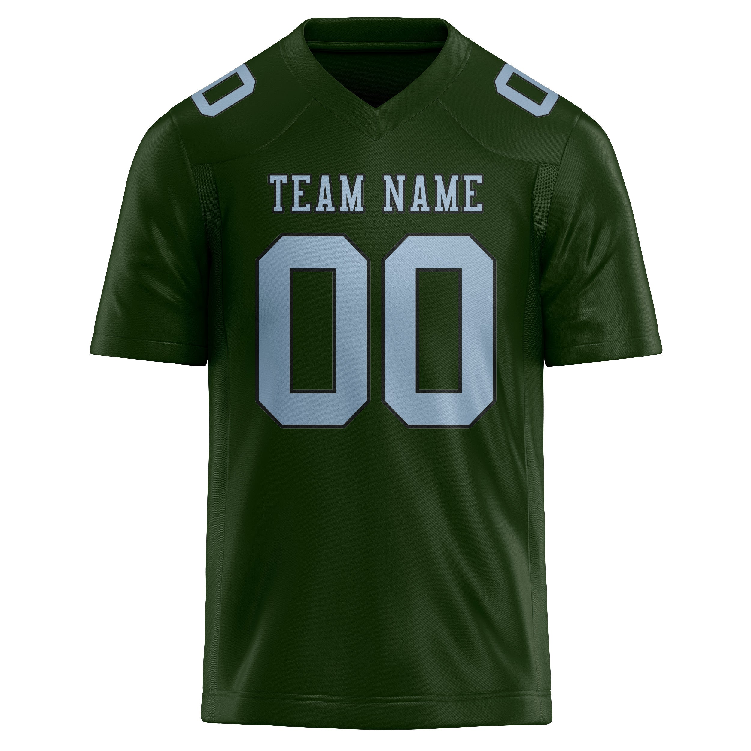 Custom Dark Green Light Blue Football Jersey
