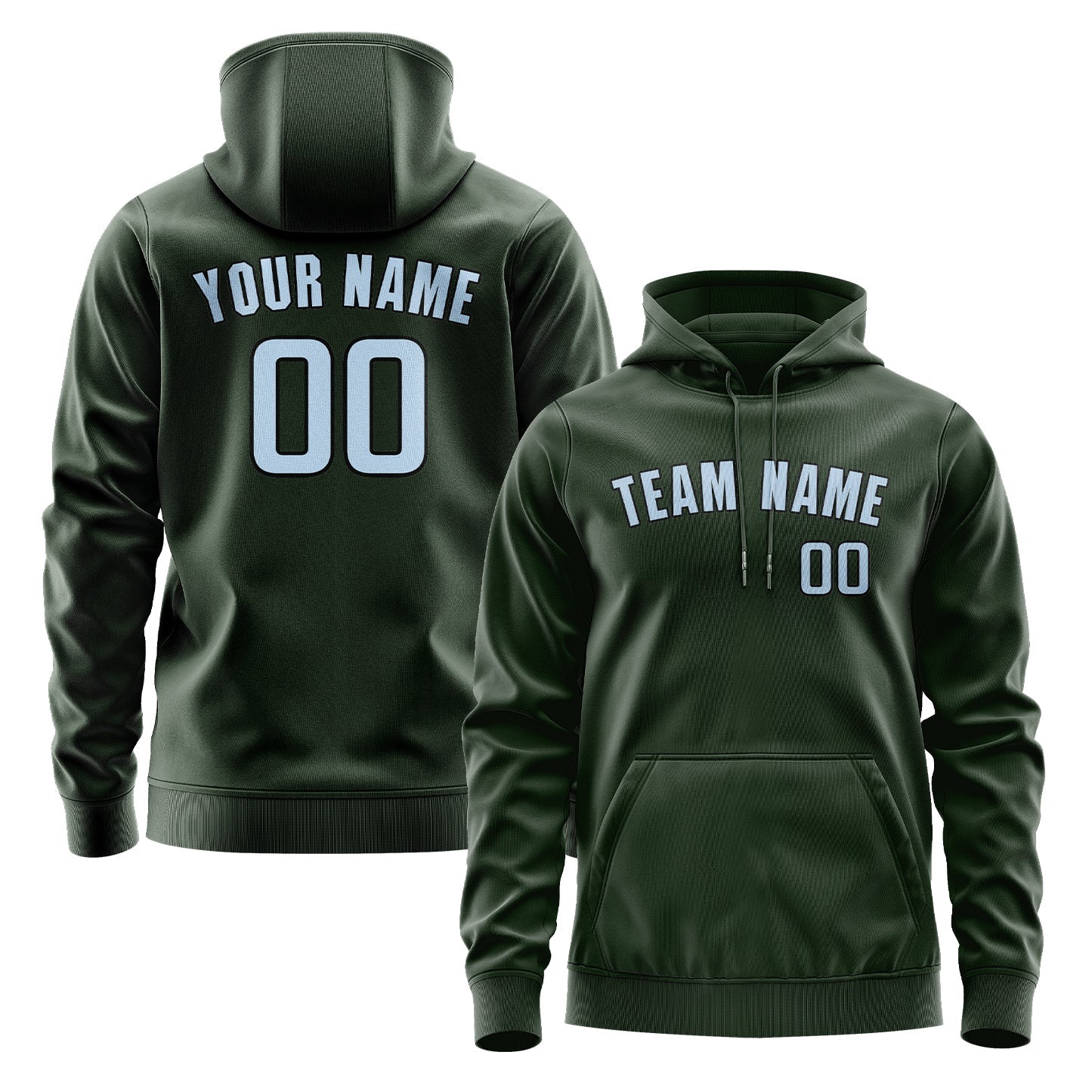 Custom Dark Green Light Blue Hoodie