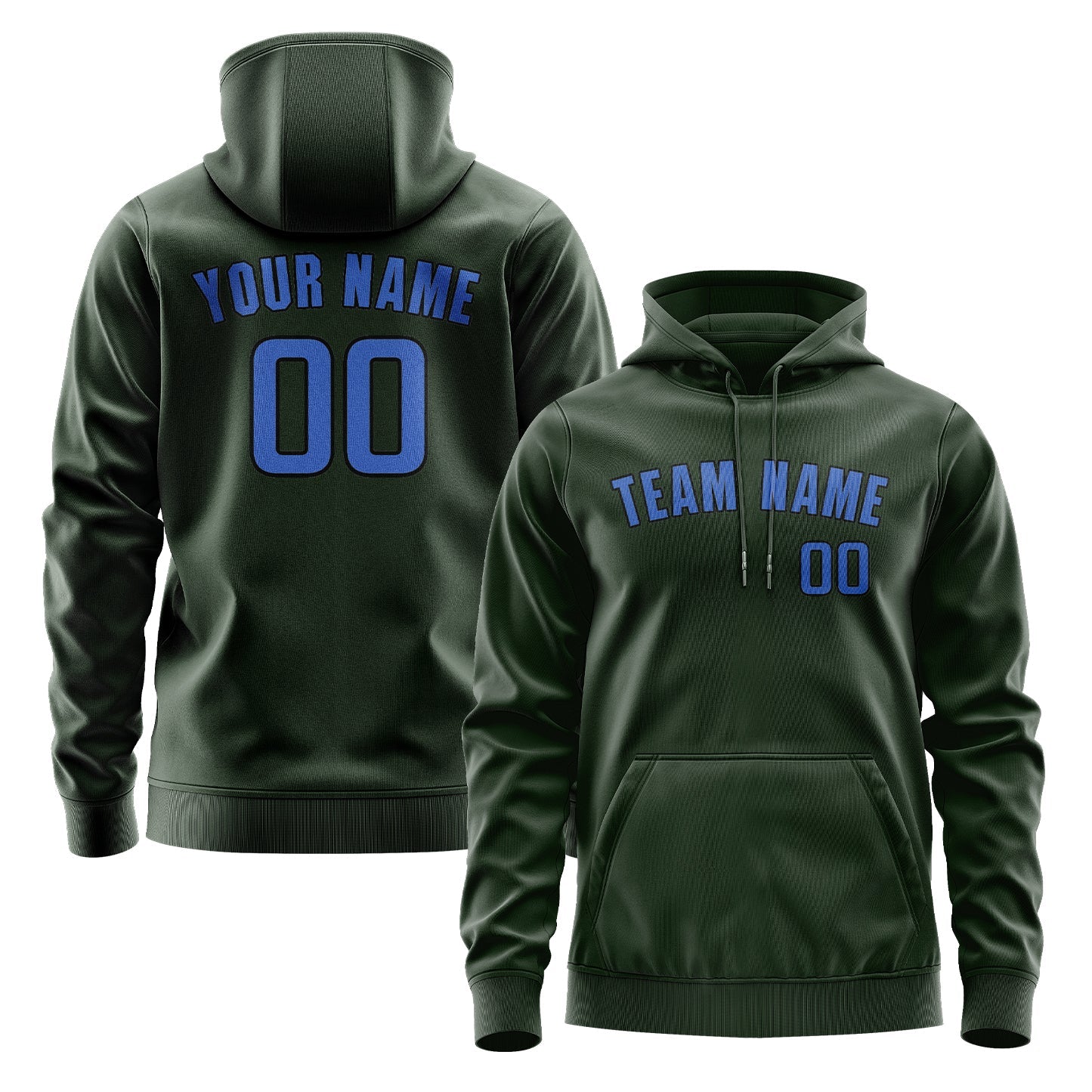Custom Dark Green Sky Blue Hoodie