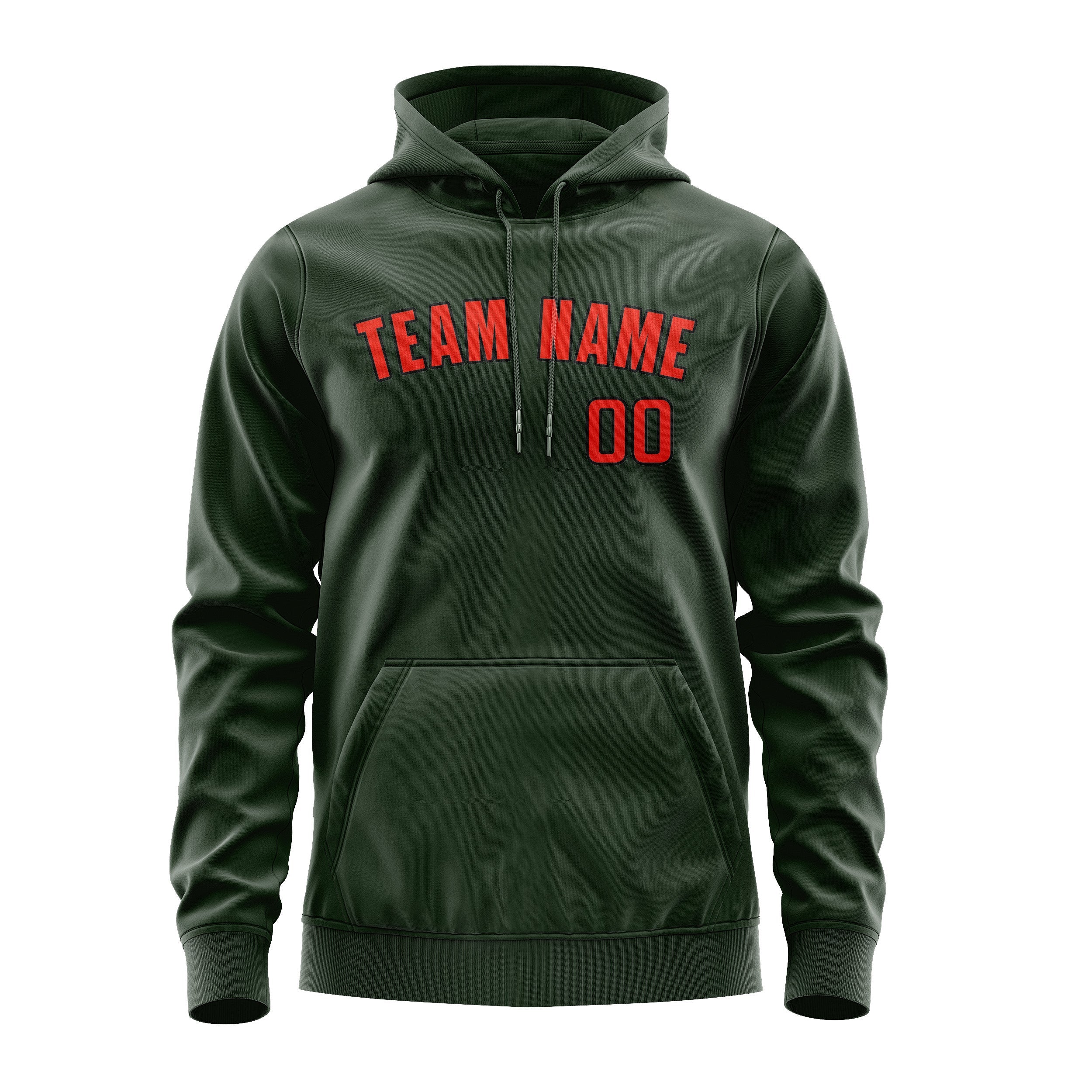 Custom Dark Green Orange Red Hoodie