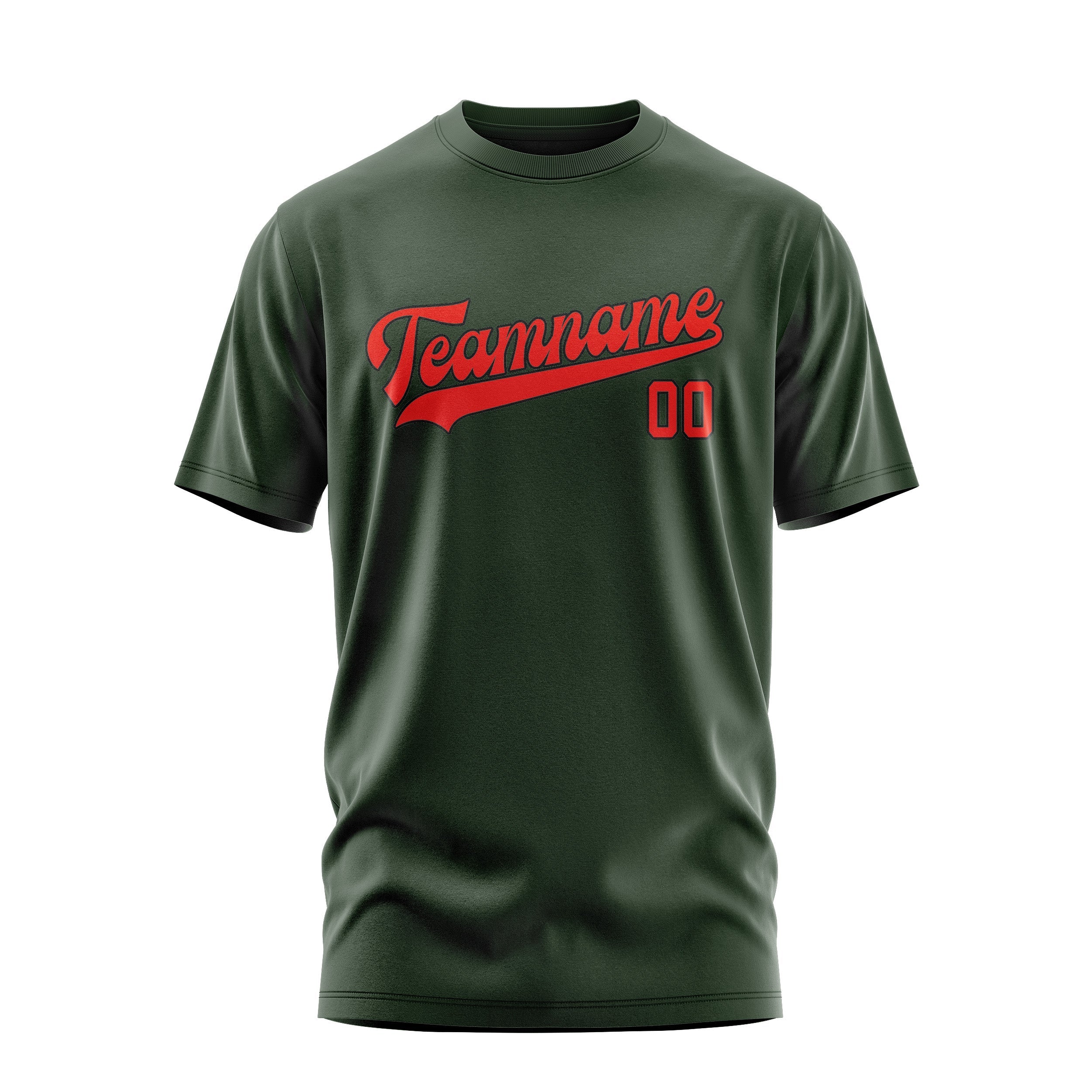 Custom Dark Green Orange Red T-Shirt