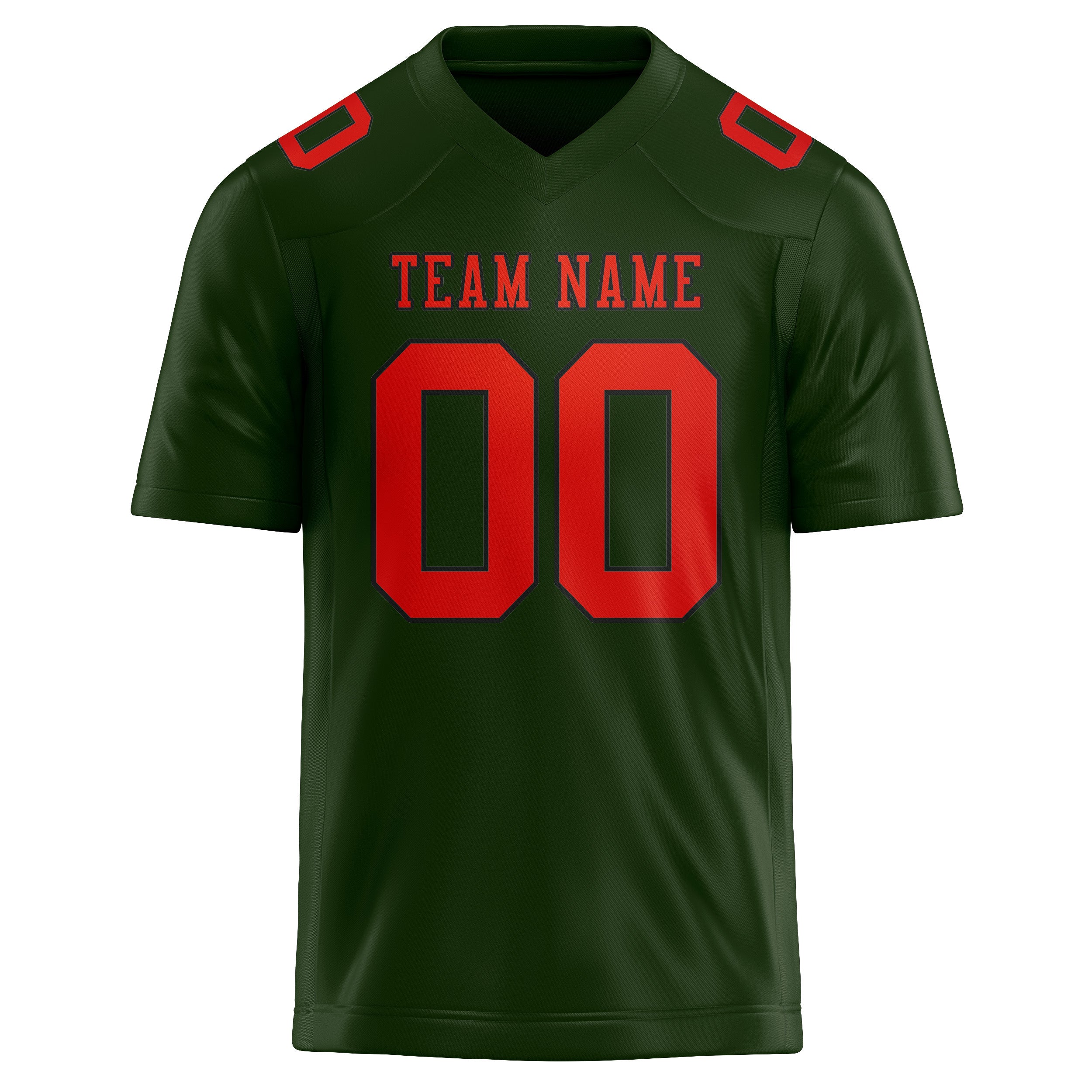 Custom Dark Green Orange Red Football Jersey