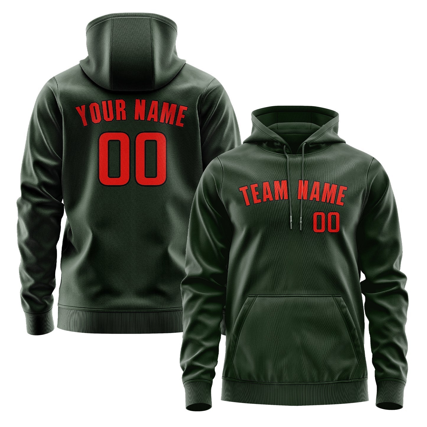 Custom Dark Green Orange Red Hoodie