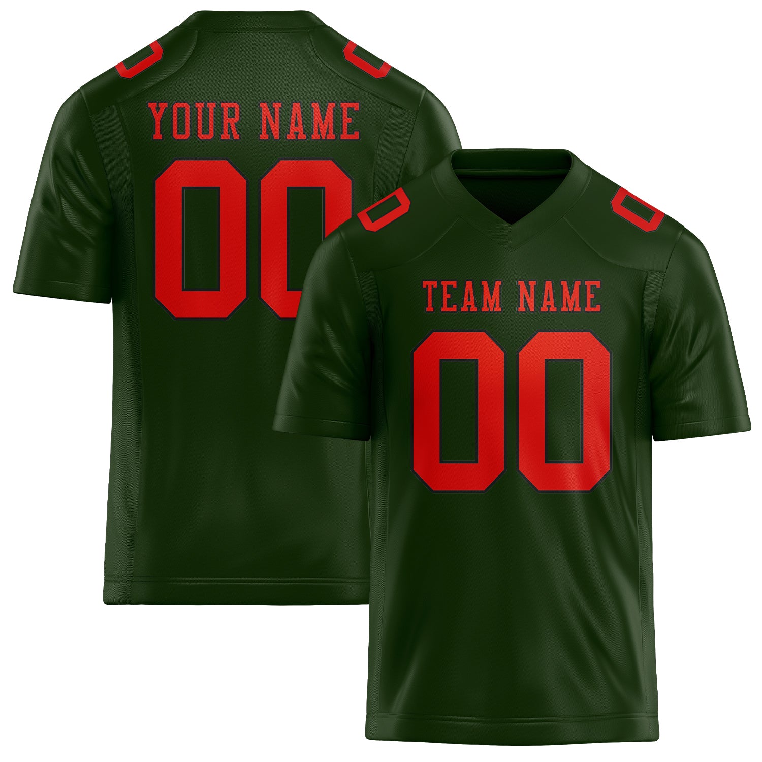 Custom Dark Green Orange Red Football Jersey