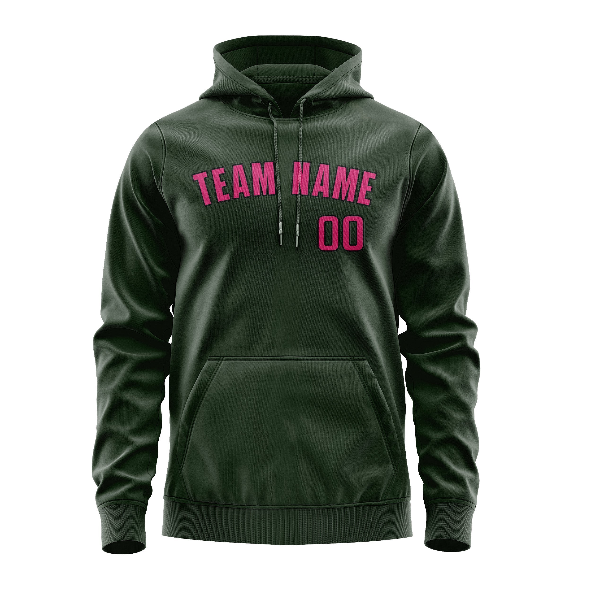 Custom Dark Green Pink Hoodie