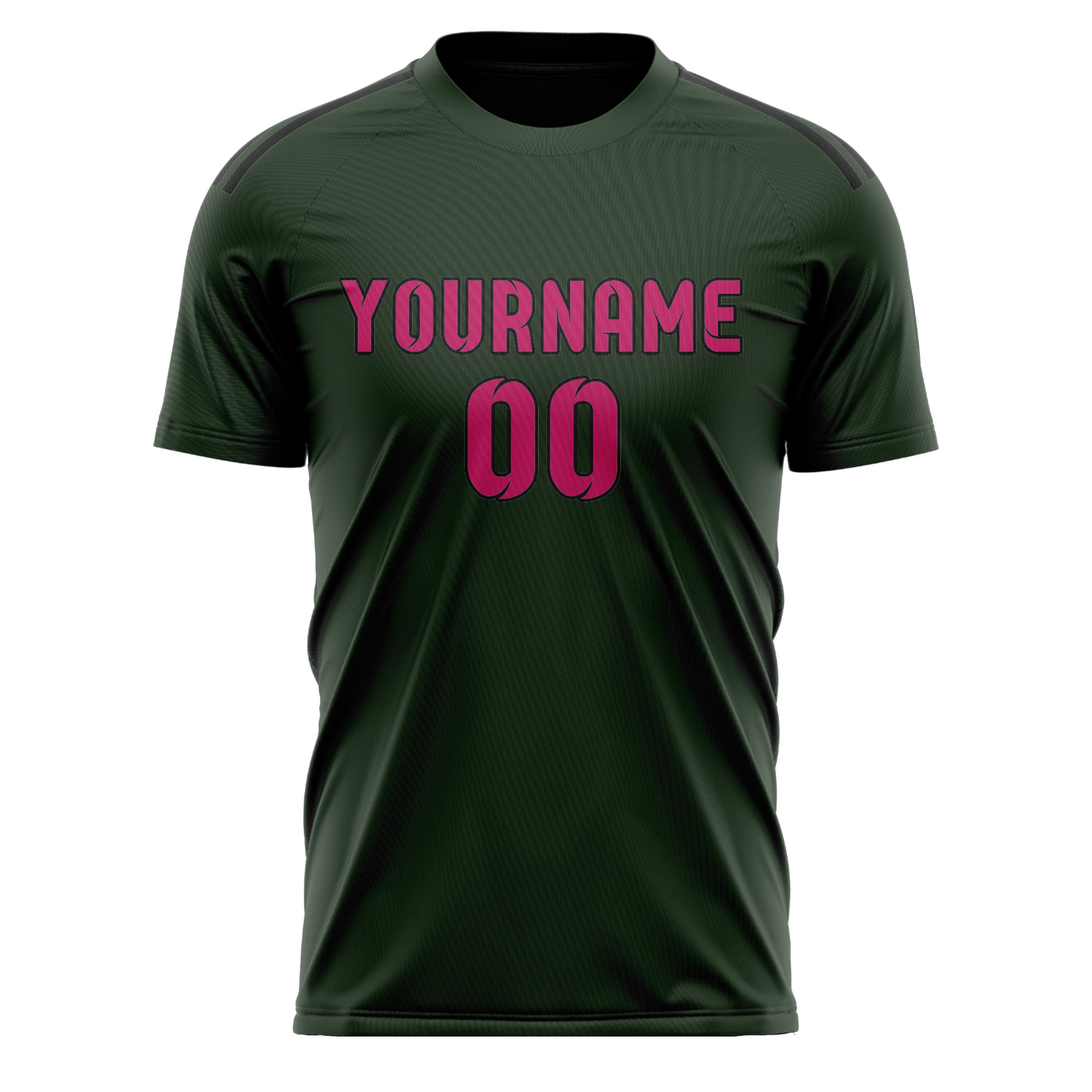 Custom Dark Green Pink Soccer Jersey