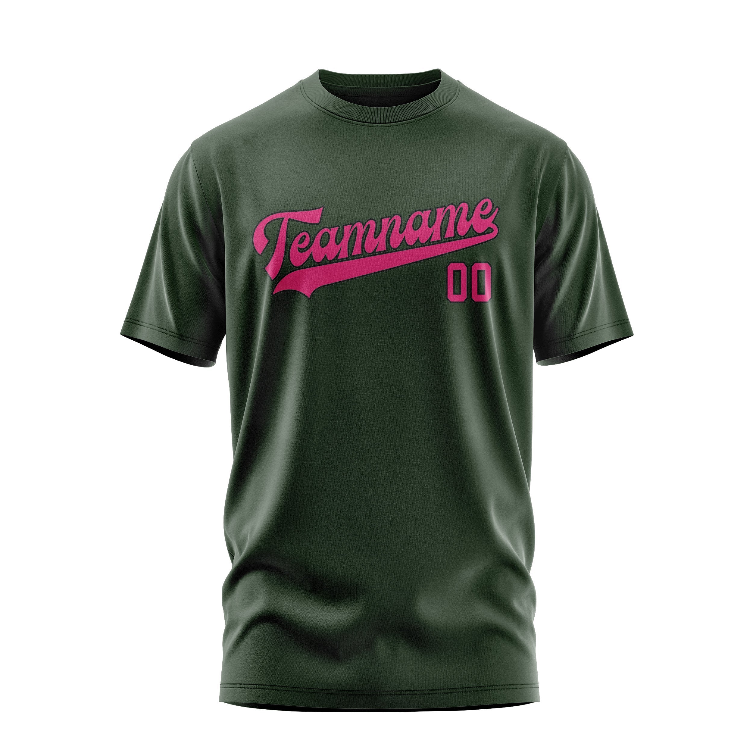 Custom Dark Green Pink T-Shirt
