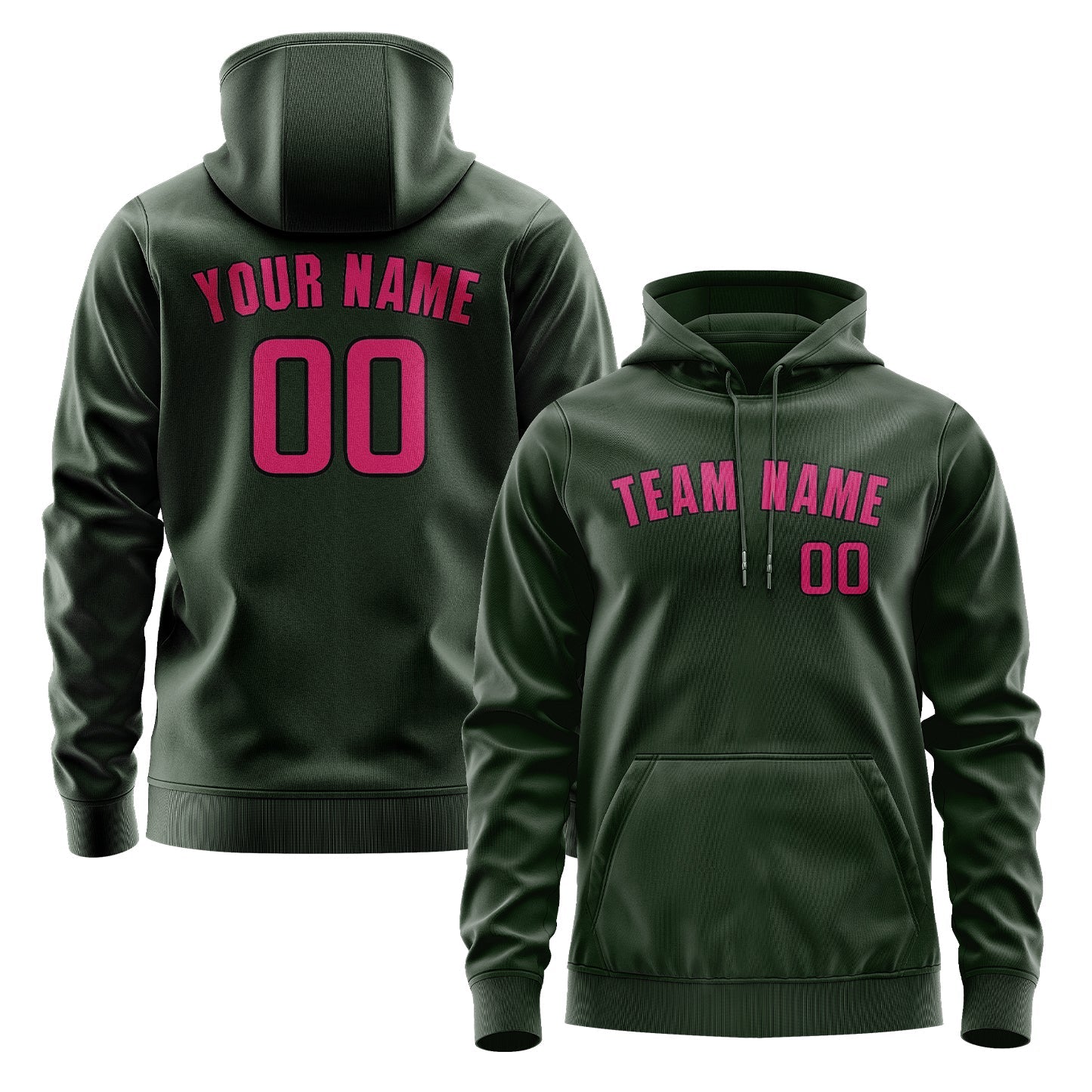 Custom Dark Green Pink Hoodie
