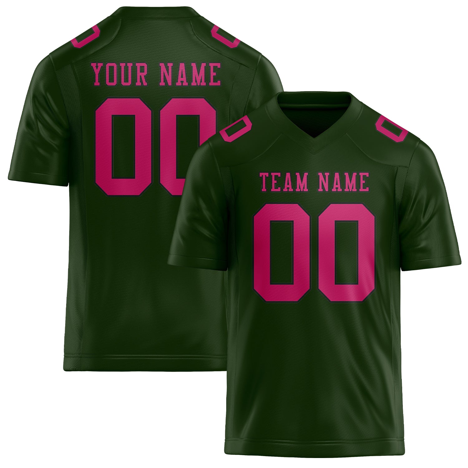 Custom Dark Green Pink Football Jersey