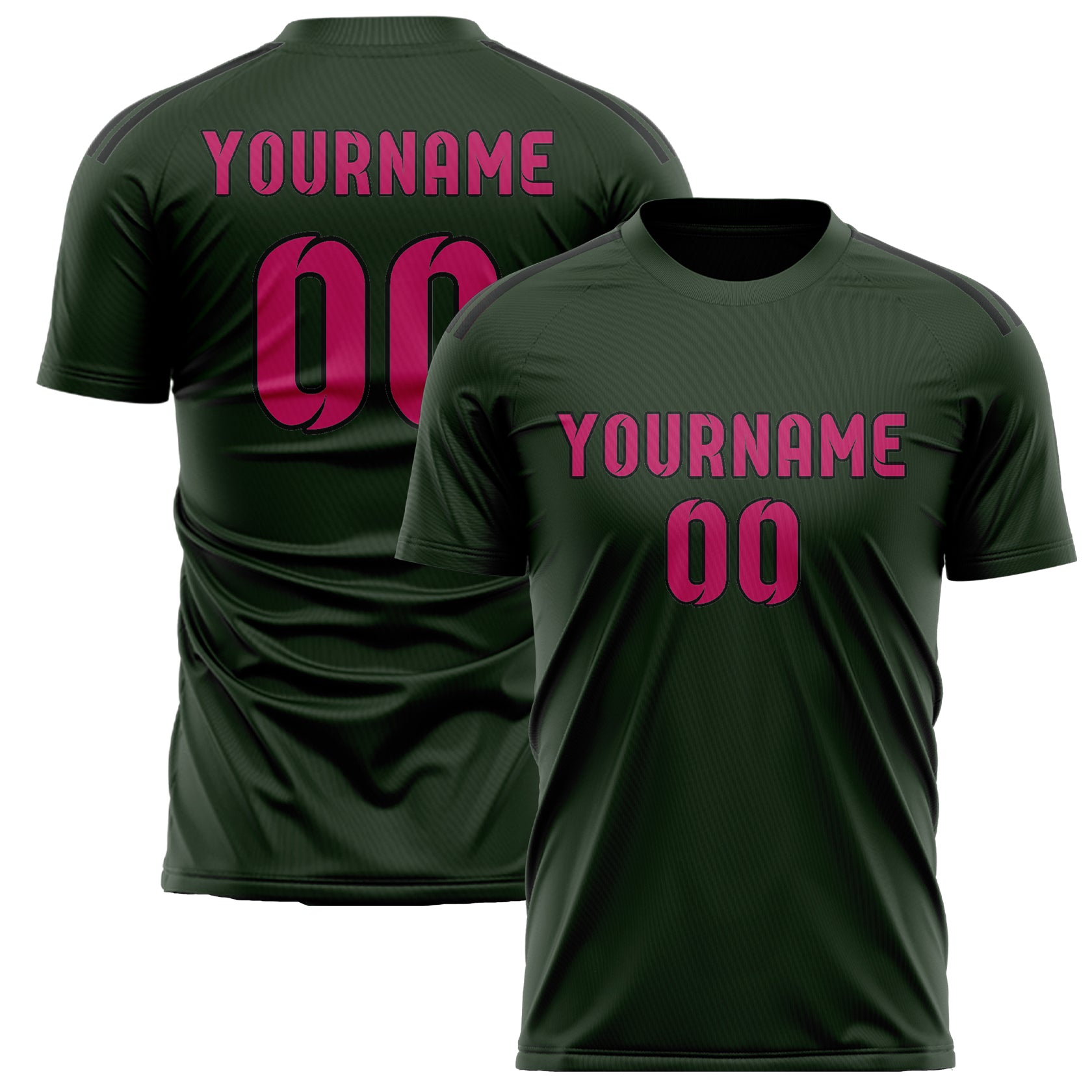 Custom Dark Green Pink Soccer Jersey