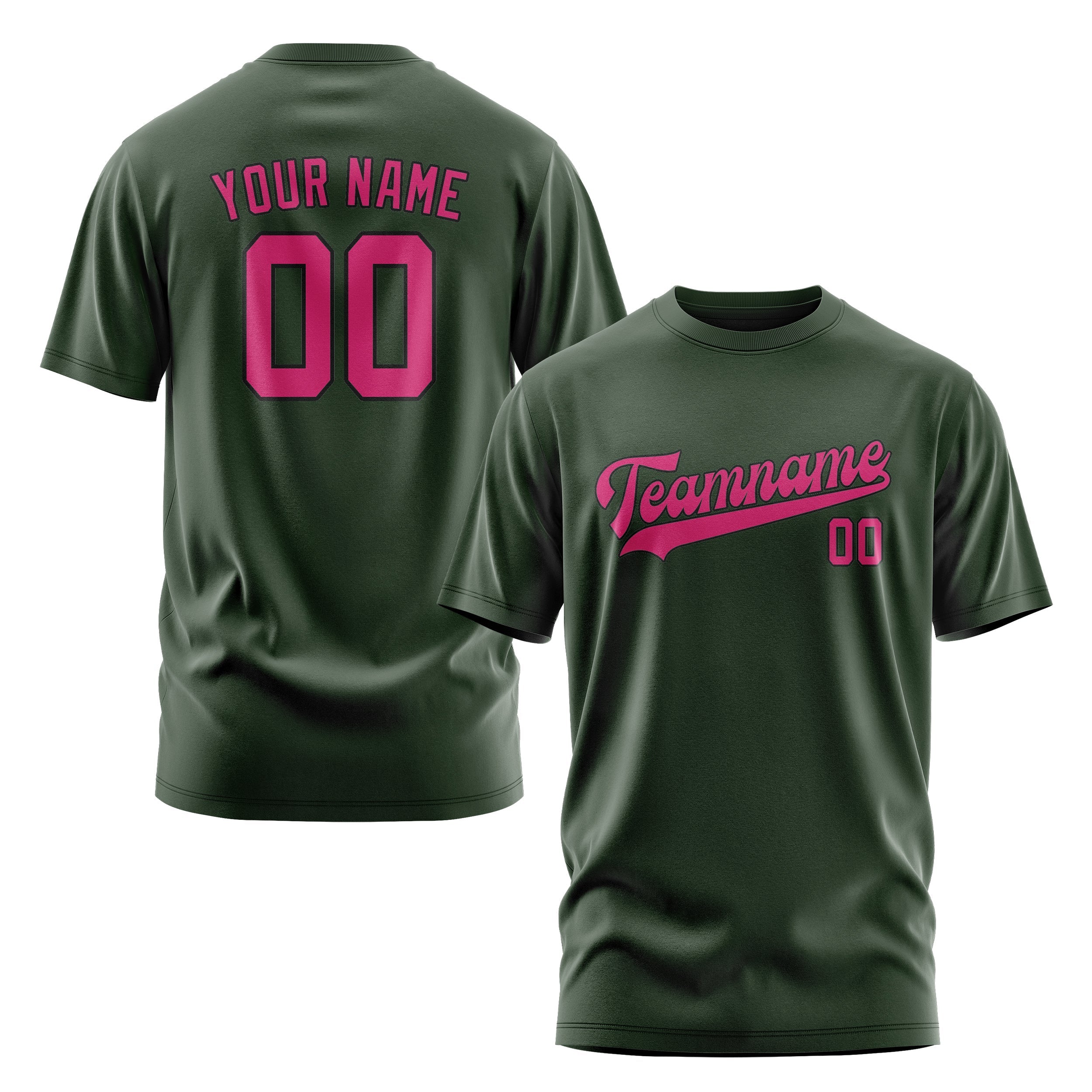 Custom Dark Green Pink T-Shirt