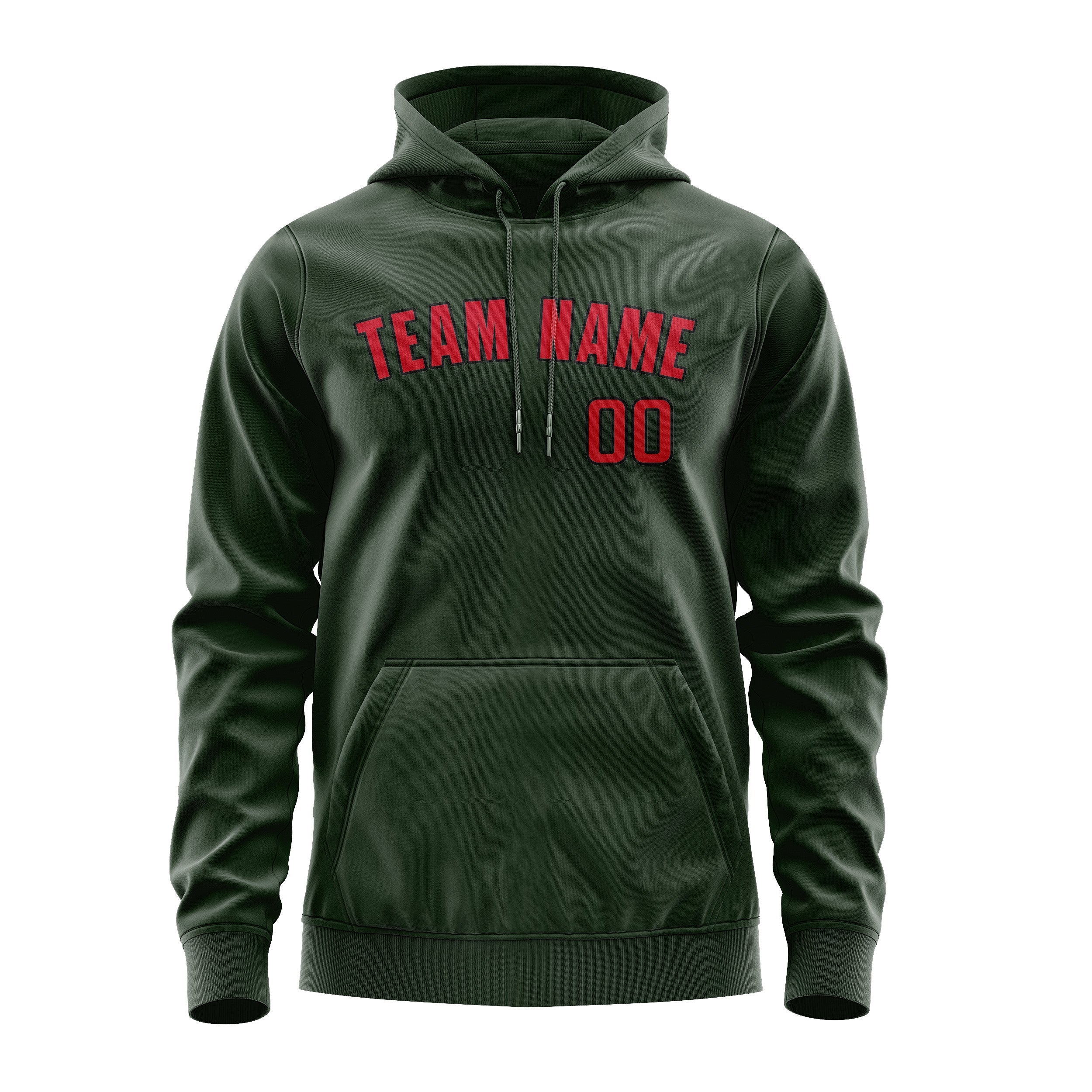 Custom Dark Green Red Hoodie
