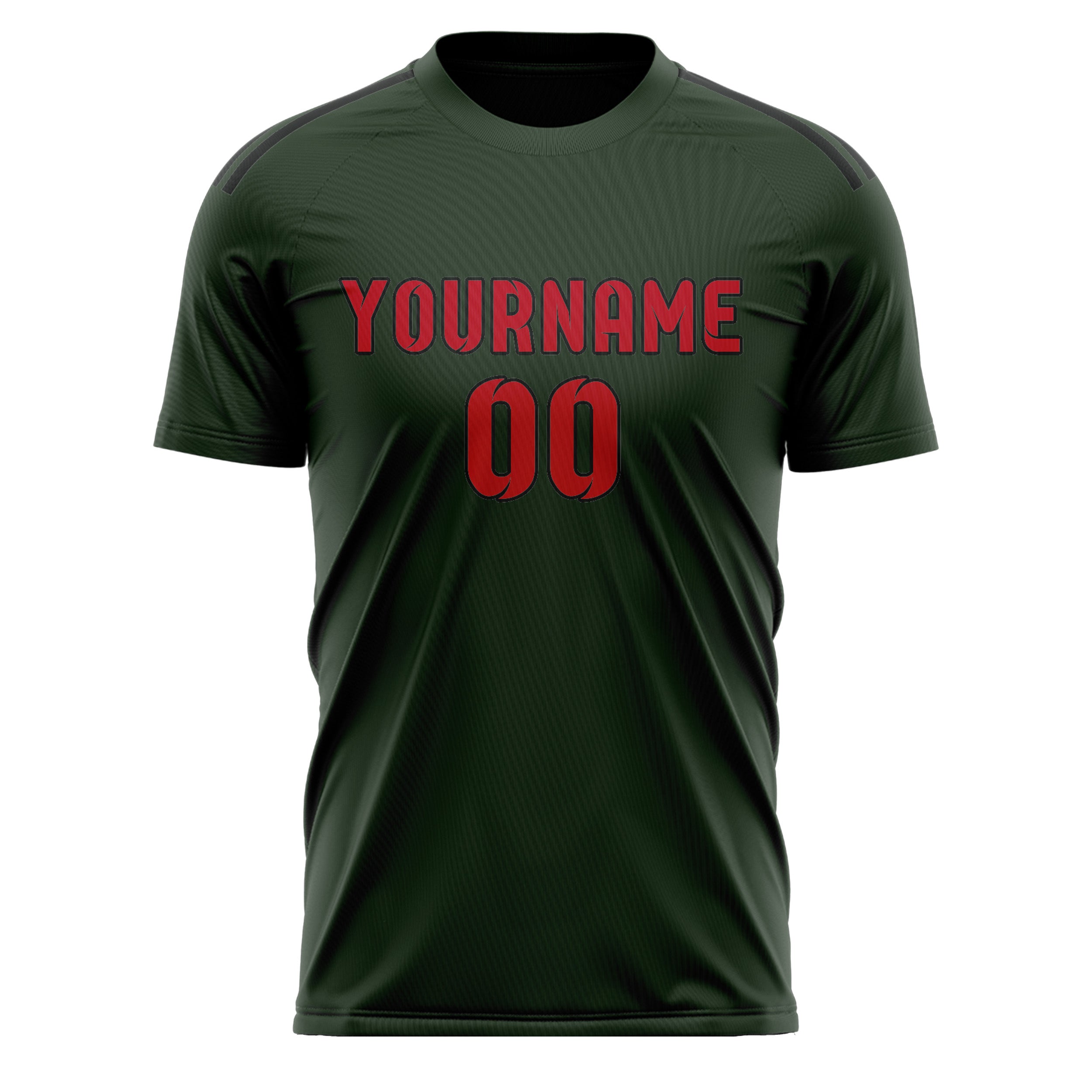 Custom Dark Green Red Soccer Jersey