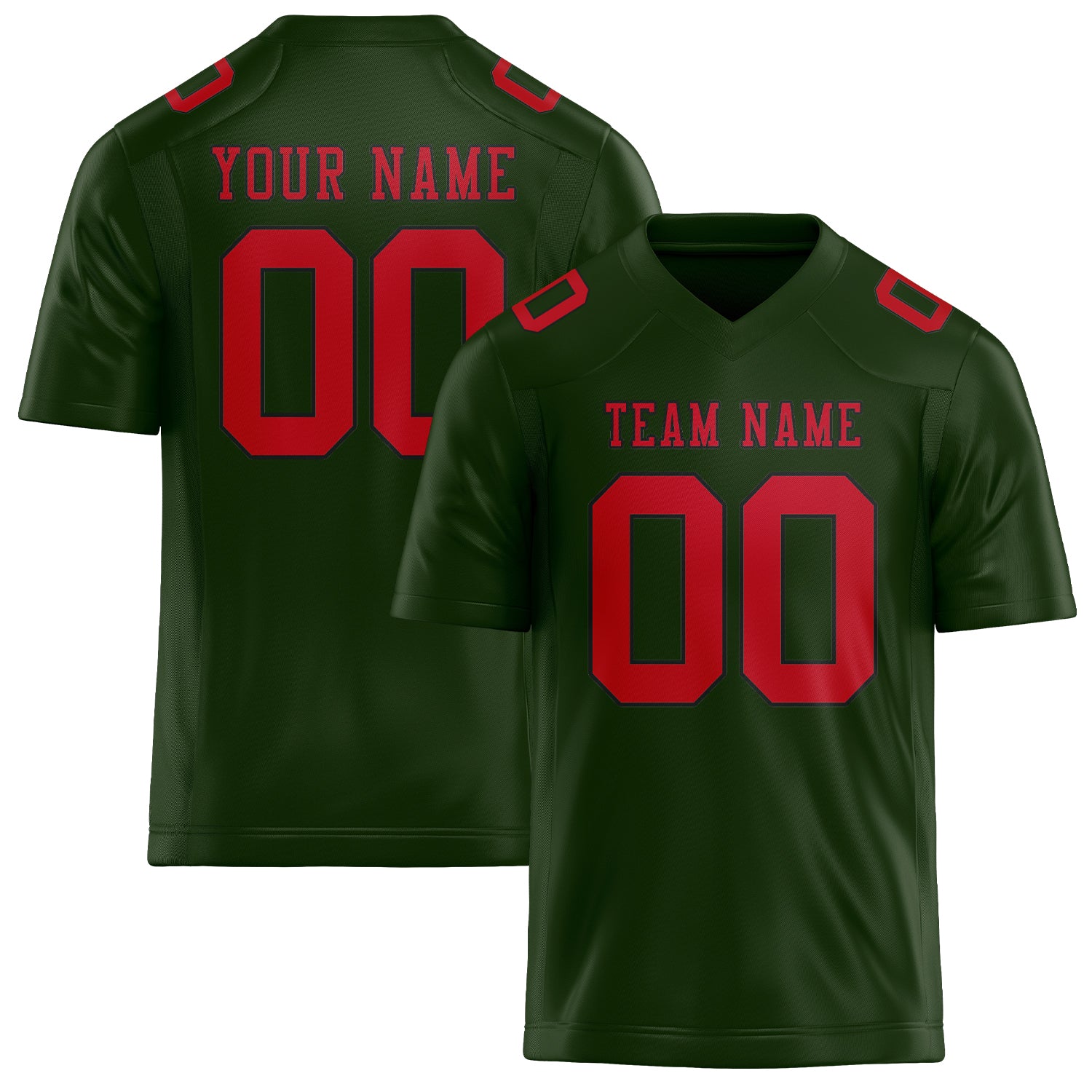 Custom Dark Green Red Football Jersey