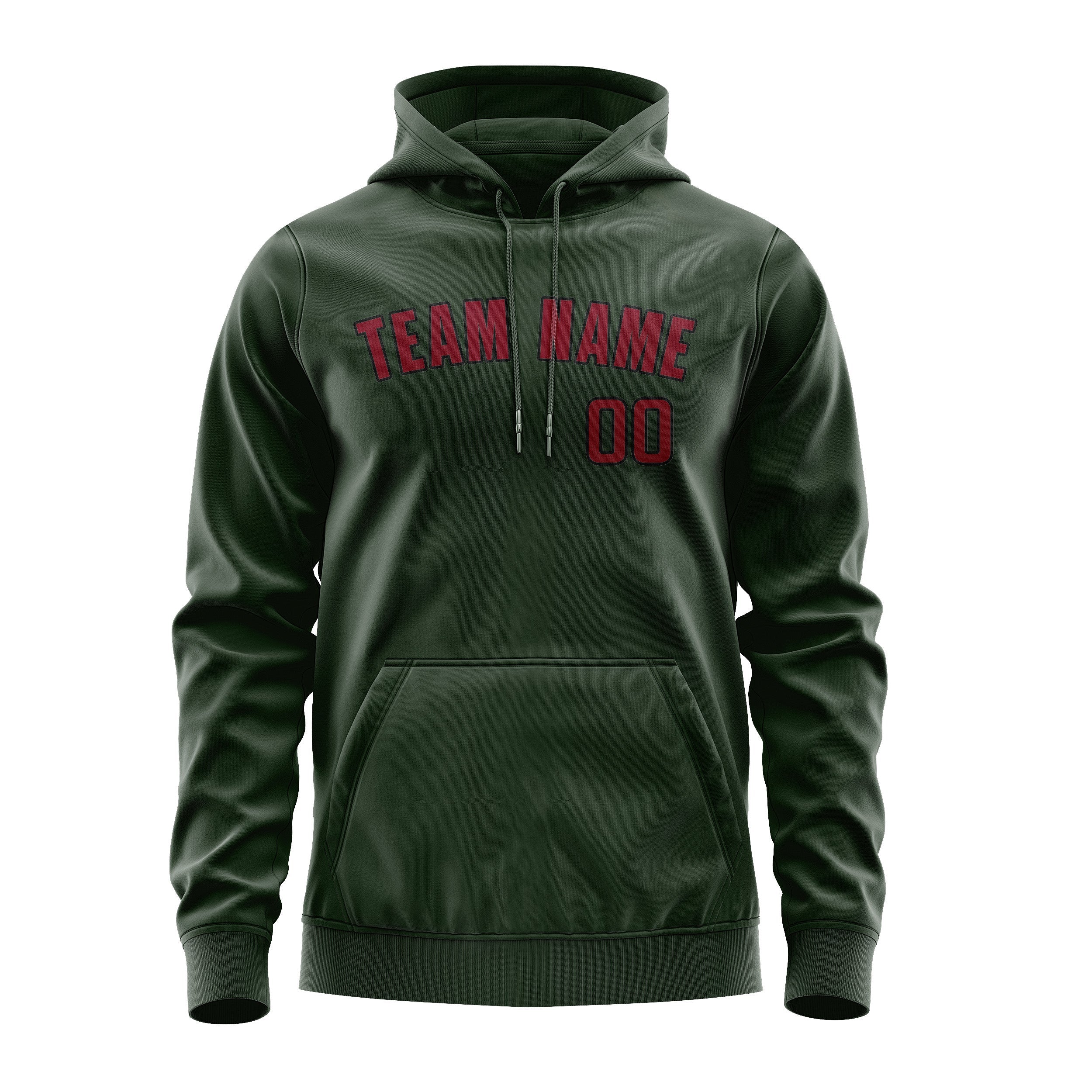 Custom Dark Green Crimson Red Hoodie