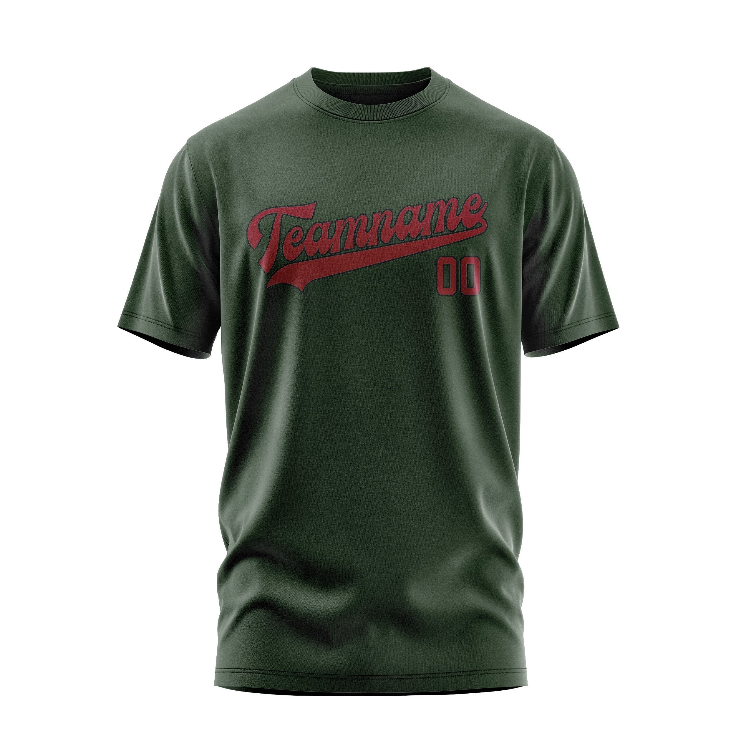 Custom Dark Green Crimson Red T-Shirt