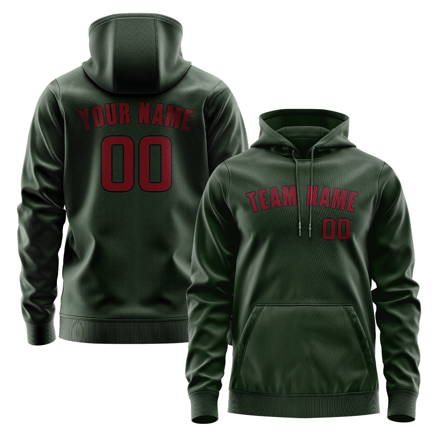 Custom Dark Green Crimson Red Hoodie