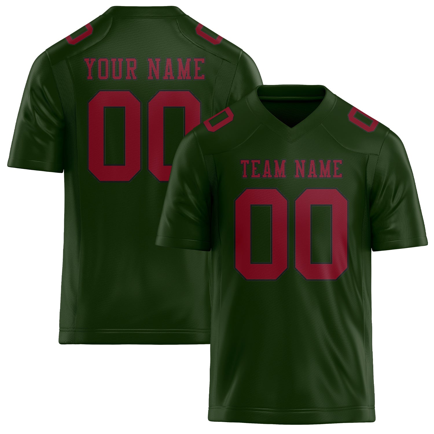Custom Dark Green Crimson Red Football Jersey