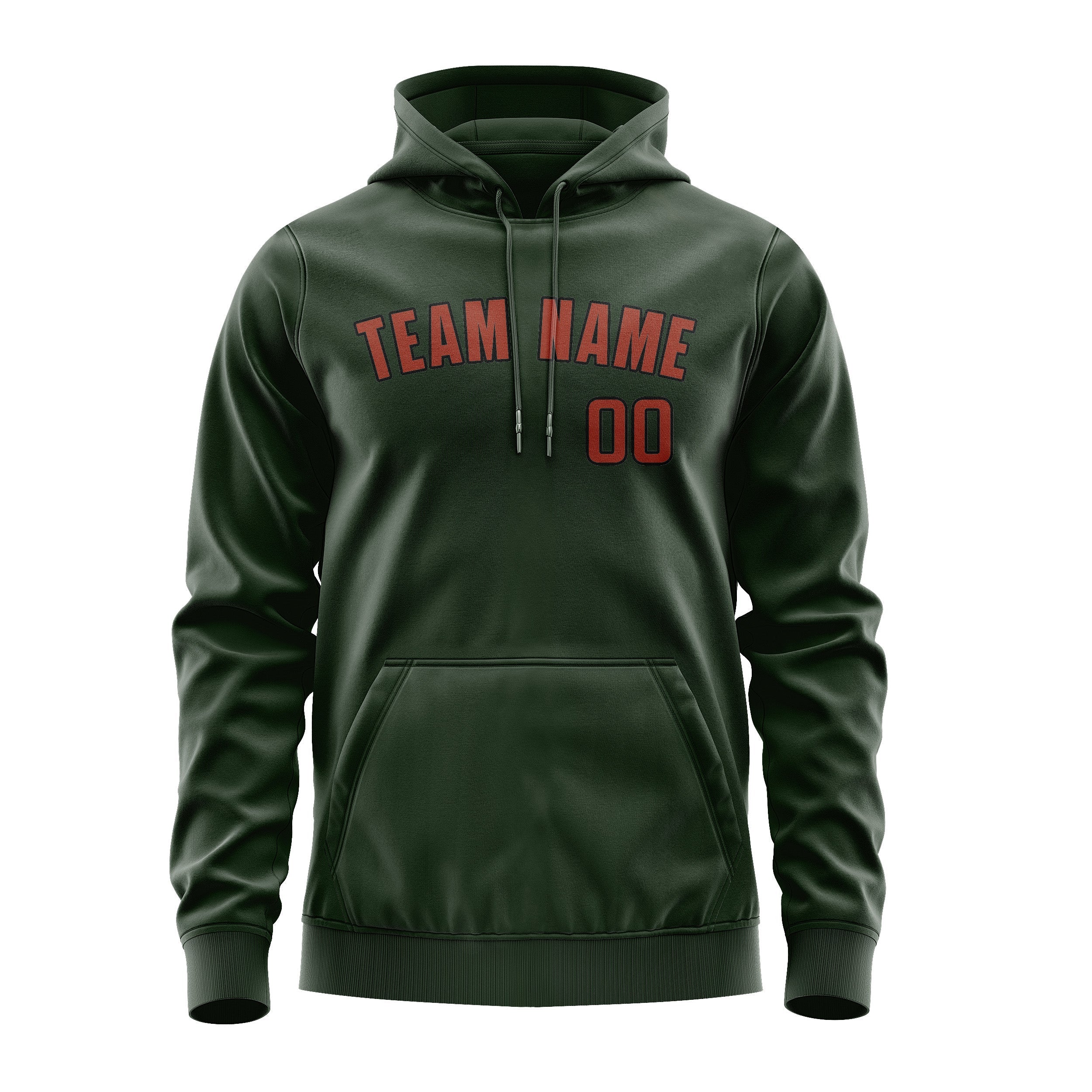 Custom Dark Green Coral Red Hoodie