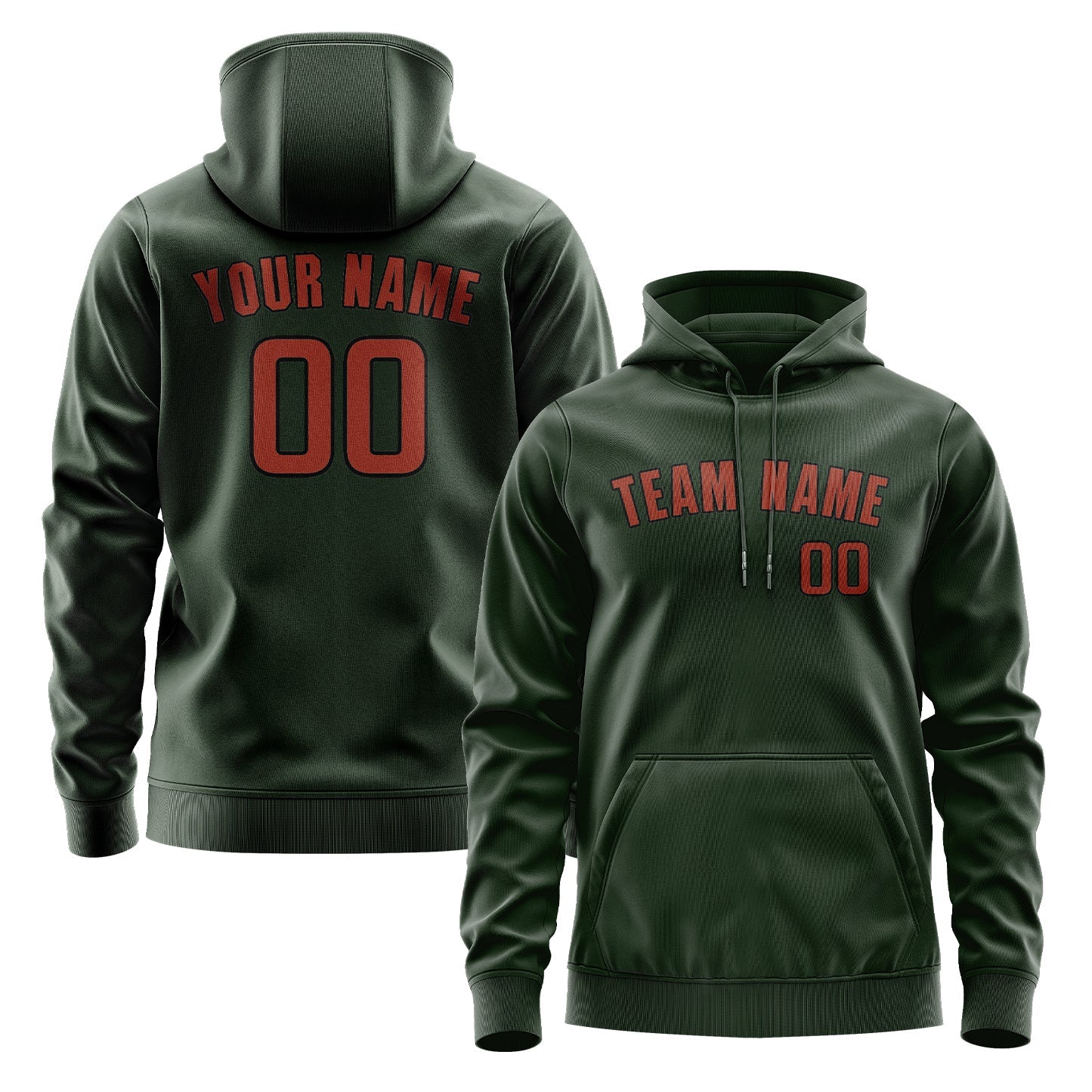 Custom Dark Green Coral Red Hoodie