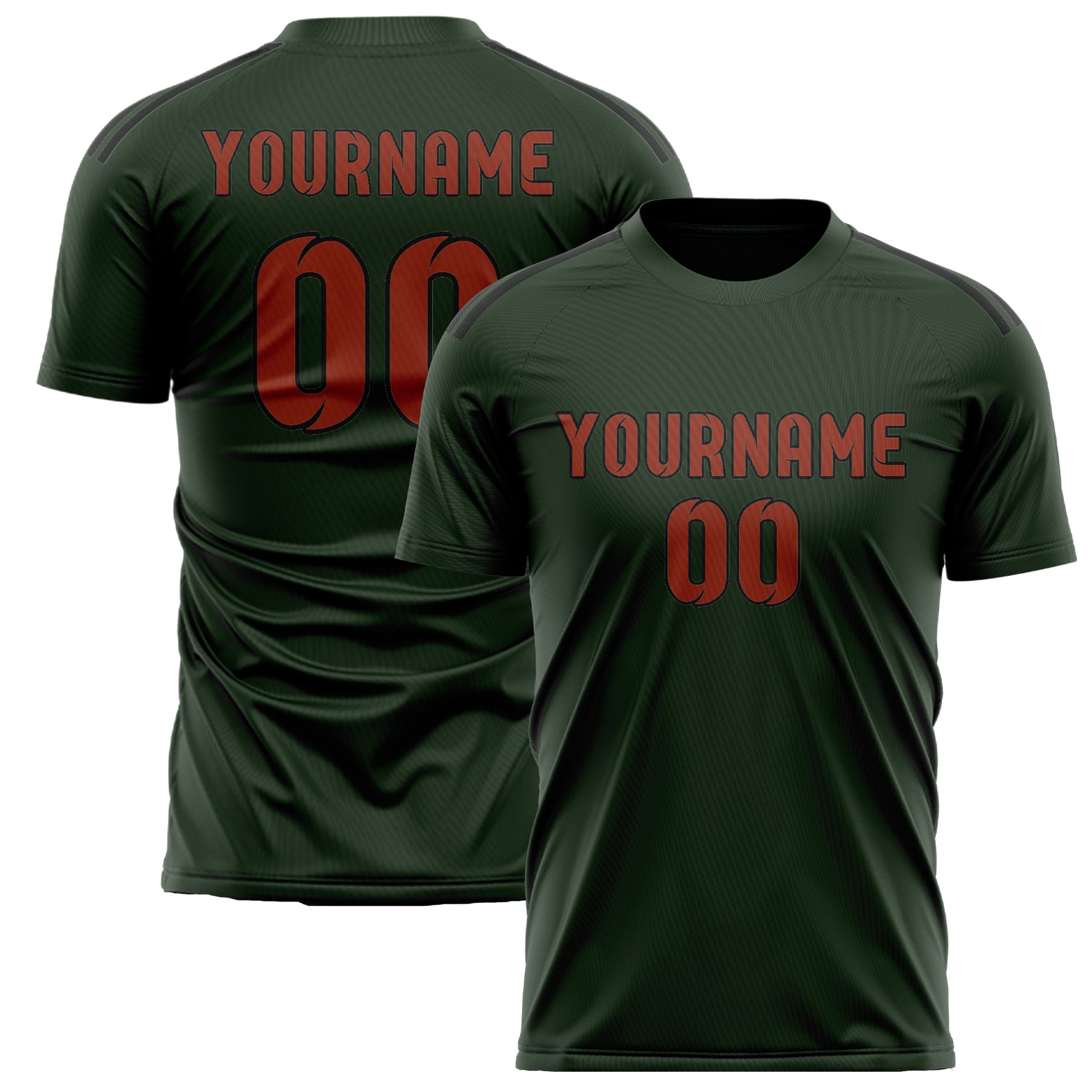 Custom Dark Green Coral Red Soccer Jersey