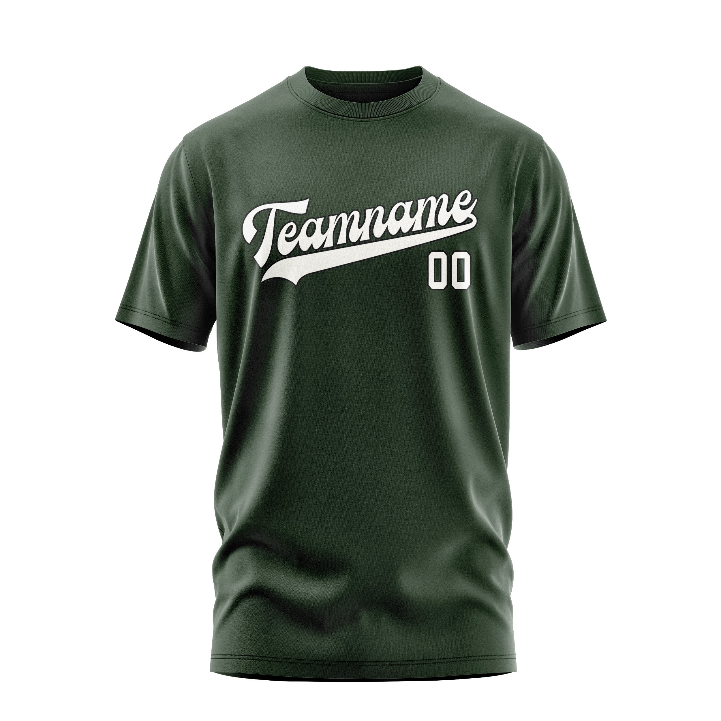 Custom Dark Green White T-Shirt