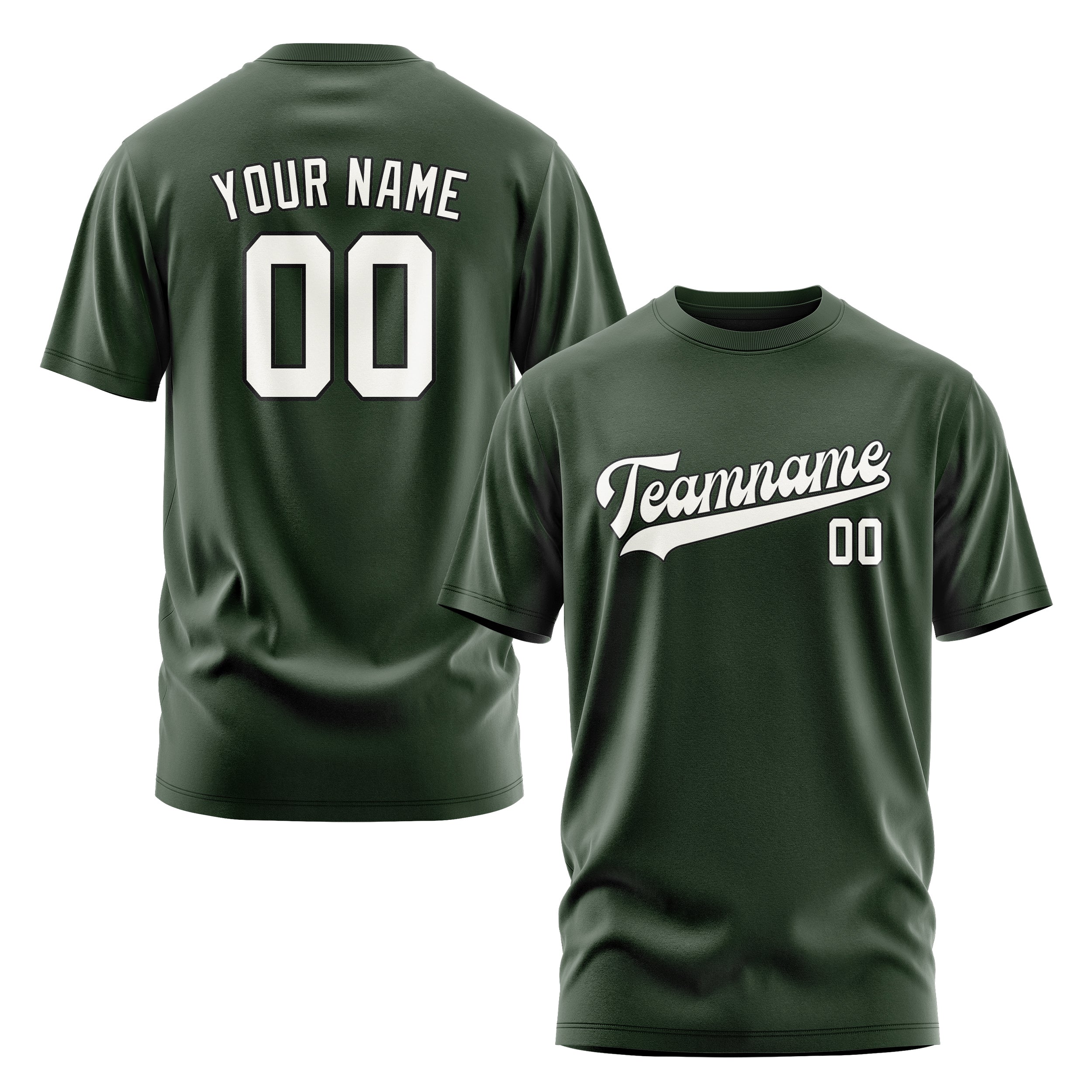 Custom Dark Green White T-Shirt