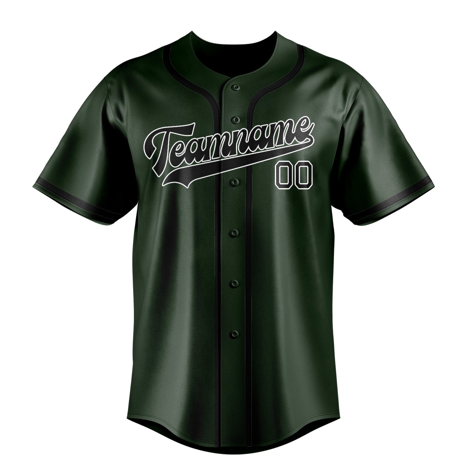 Custom Dark Green Black Baseball Jersey