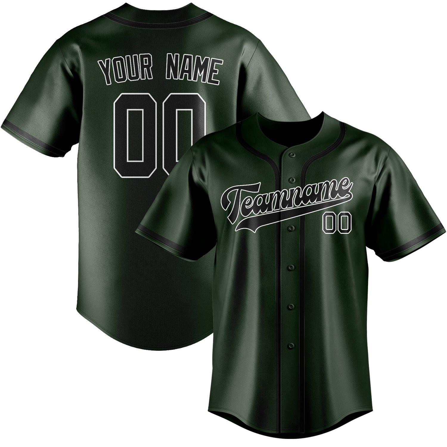 Custom Dark Green Black Baseball Jersey