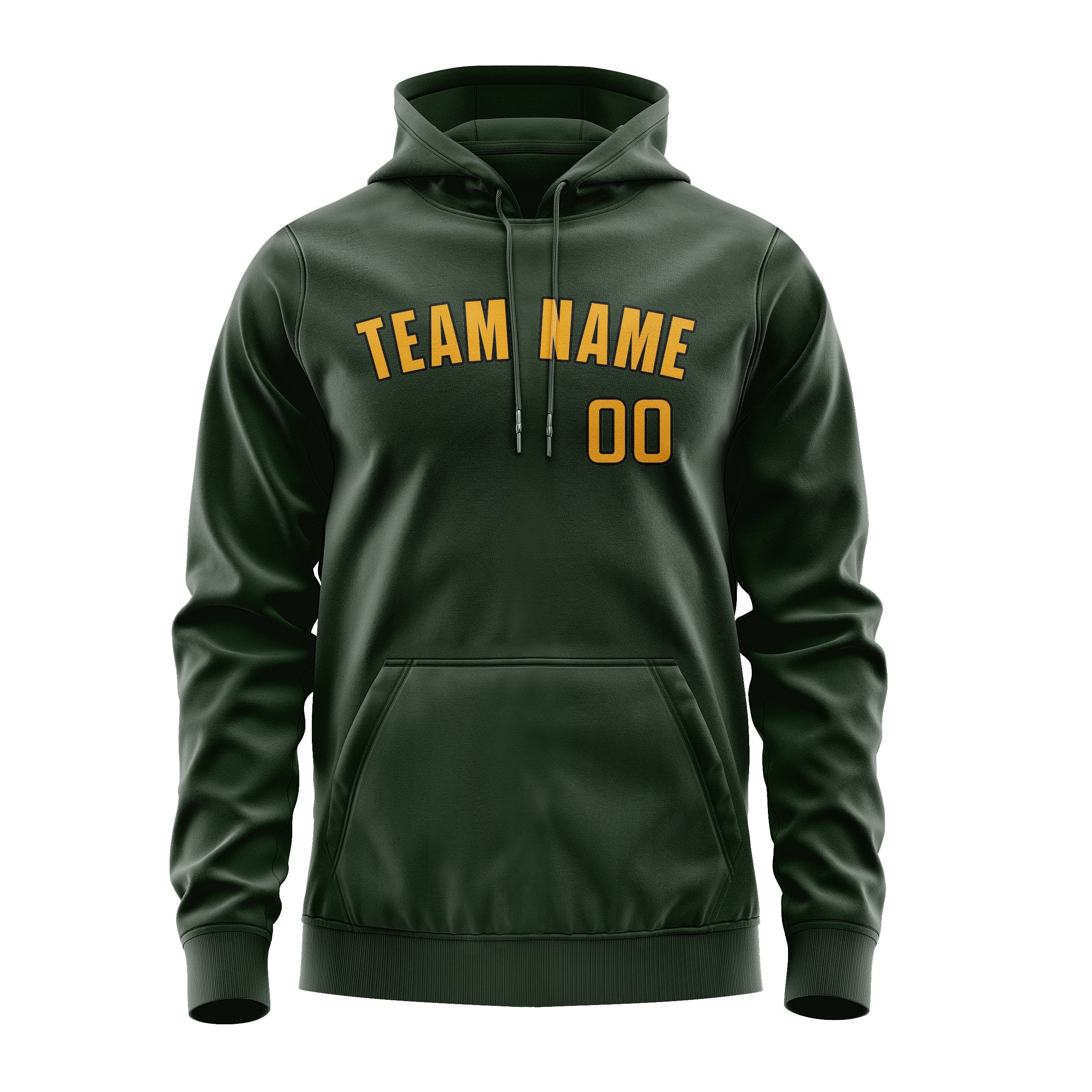 Custom Dark Green Yellow Hoodie