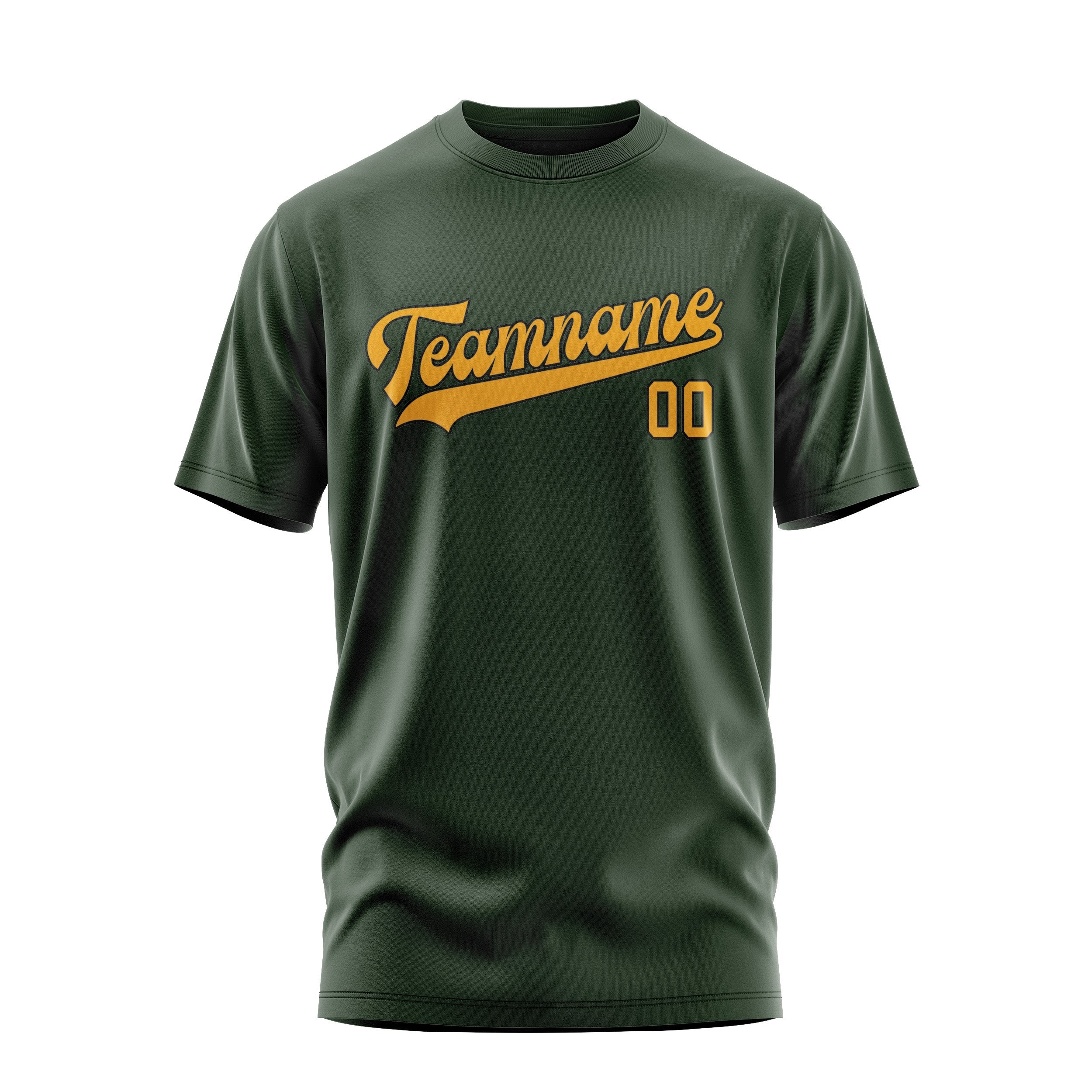 Custom Dark Green Yellow T-Shirt