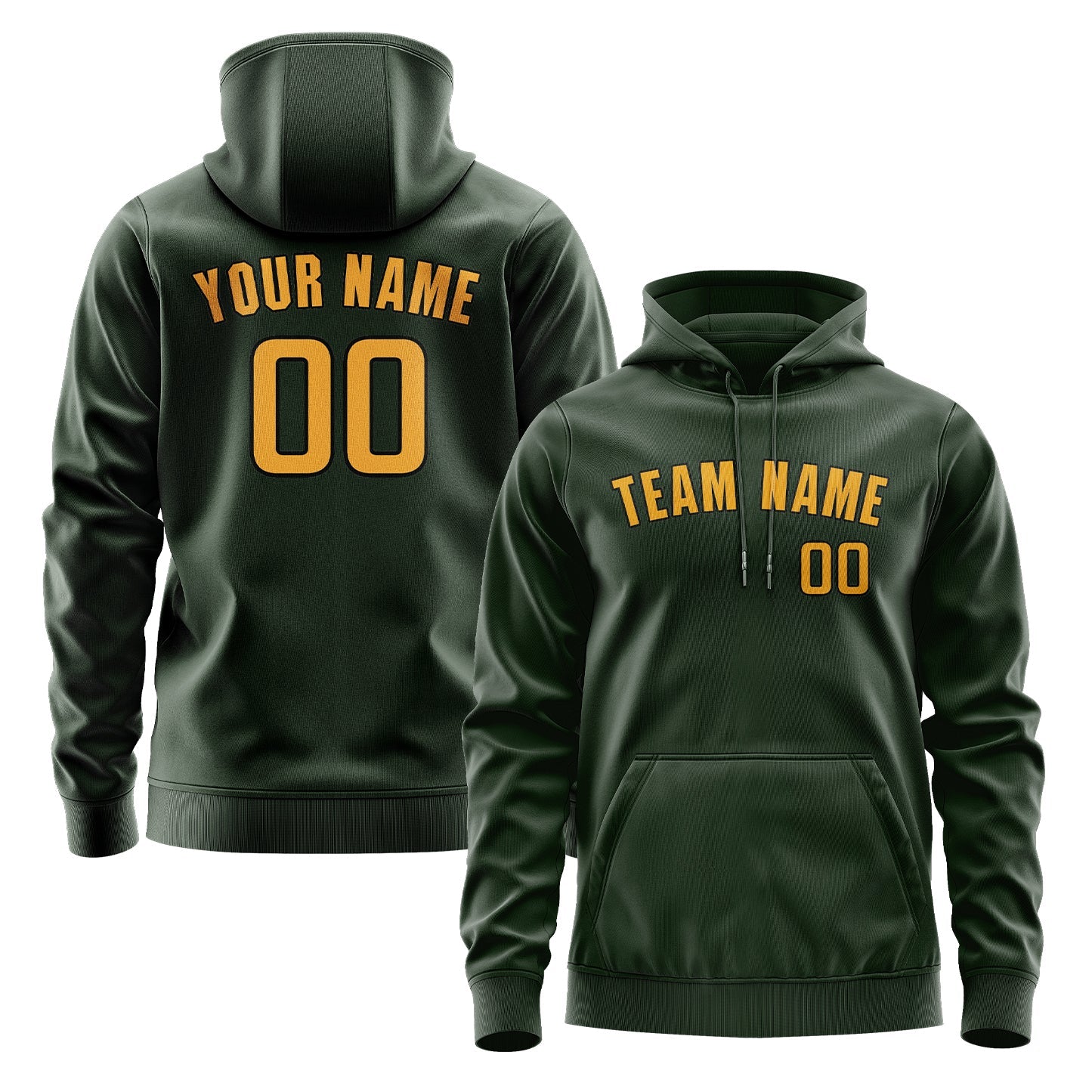 Custom Dark Green Yellow Hoodie