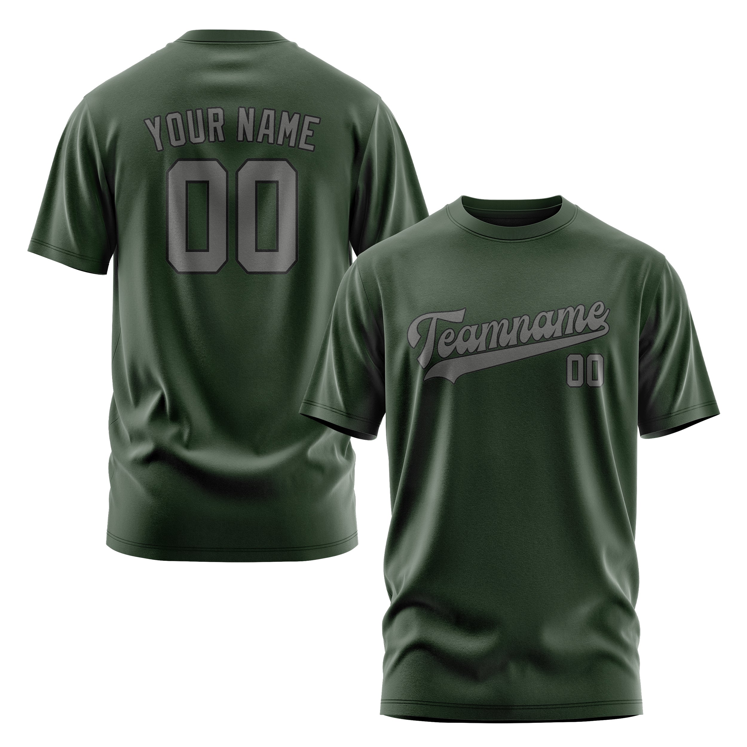 Custom Dark Green Dark Grey T-Shirt