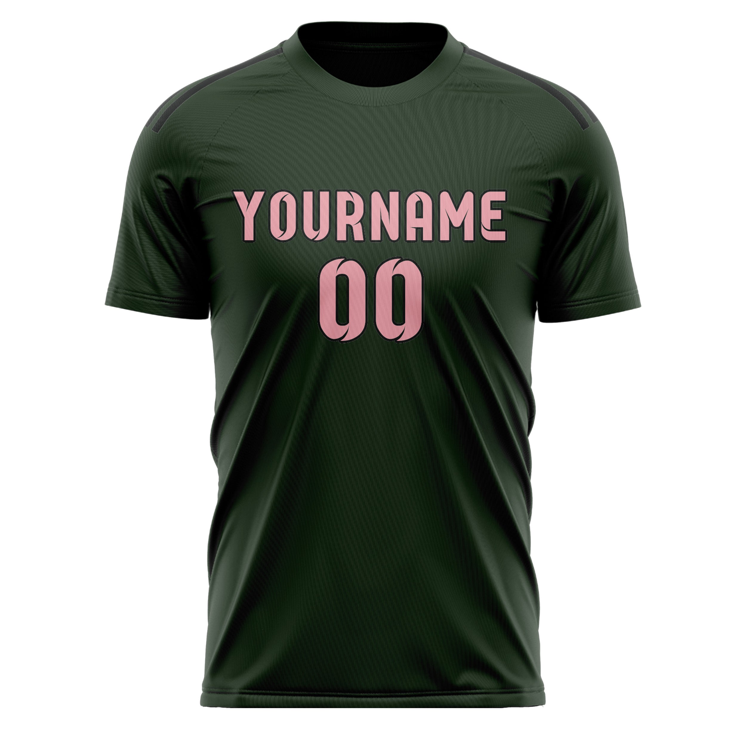 Custom Dark Green Light Pink Soccer Jersey