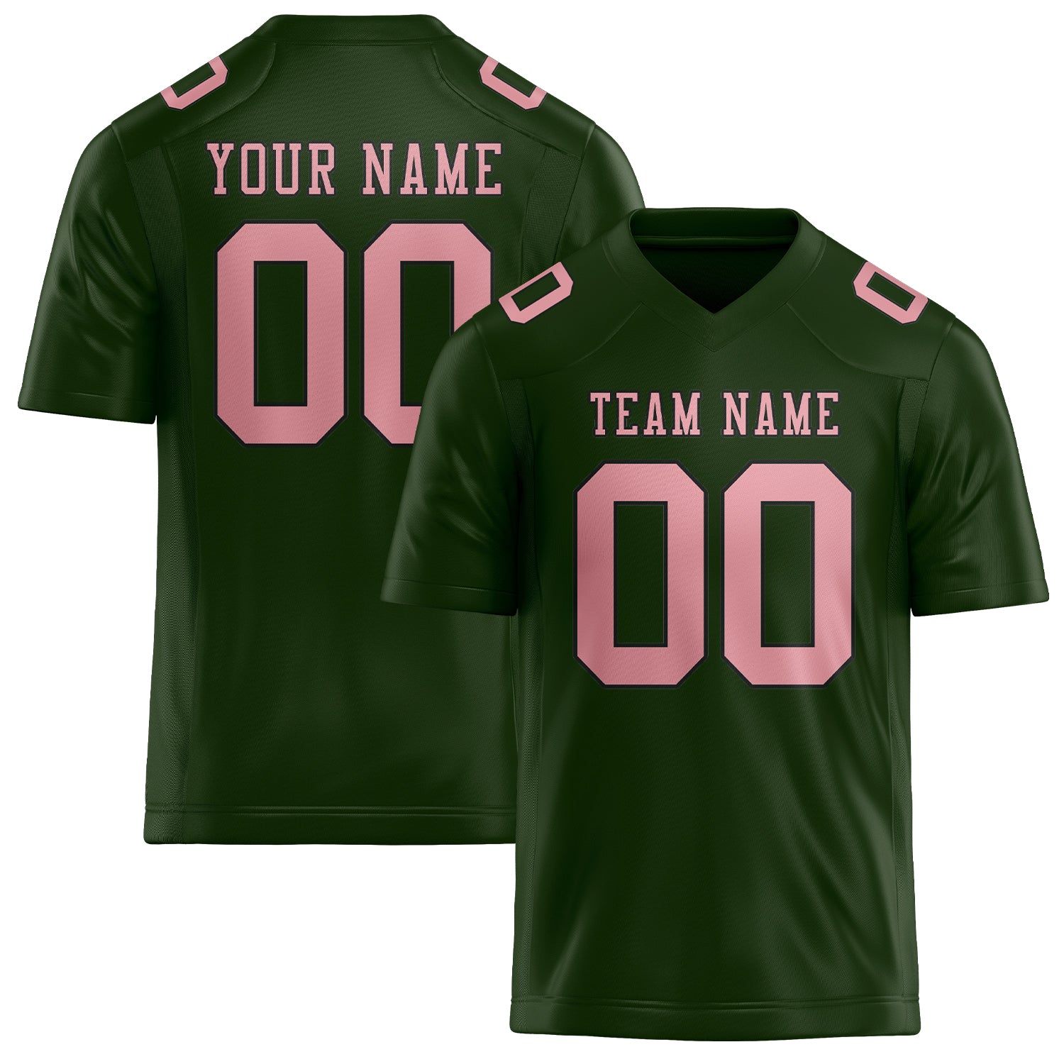 Custom Dark Green Light Pink Football Jersey