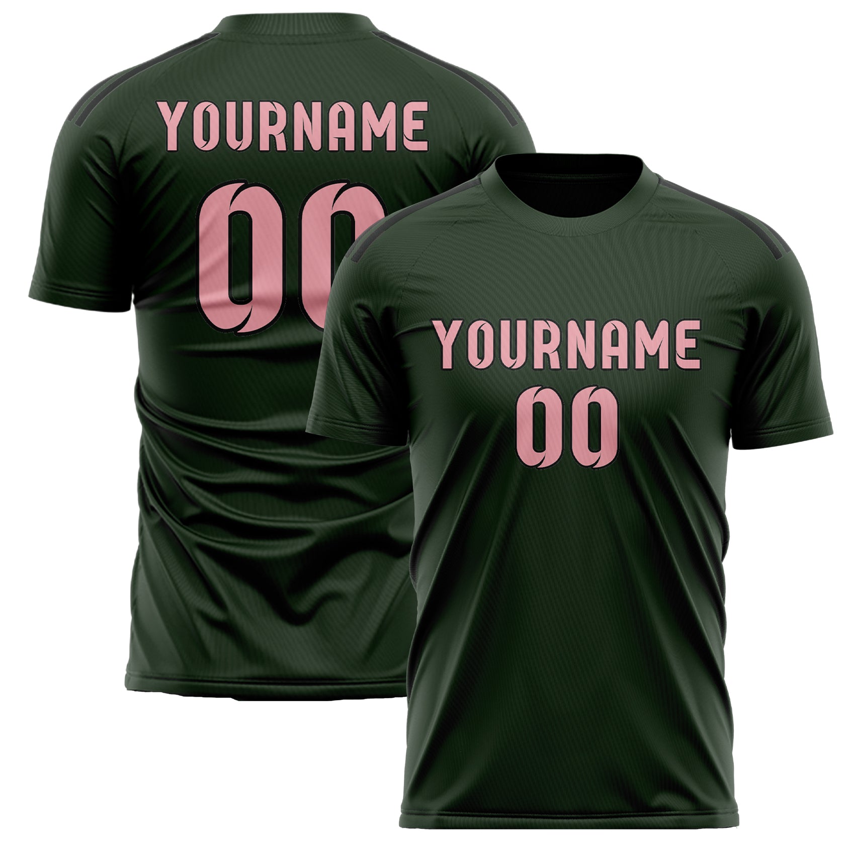 Custom Dark Green Light Pink Soccer Jersey