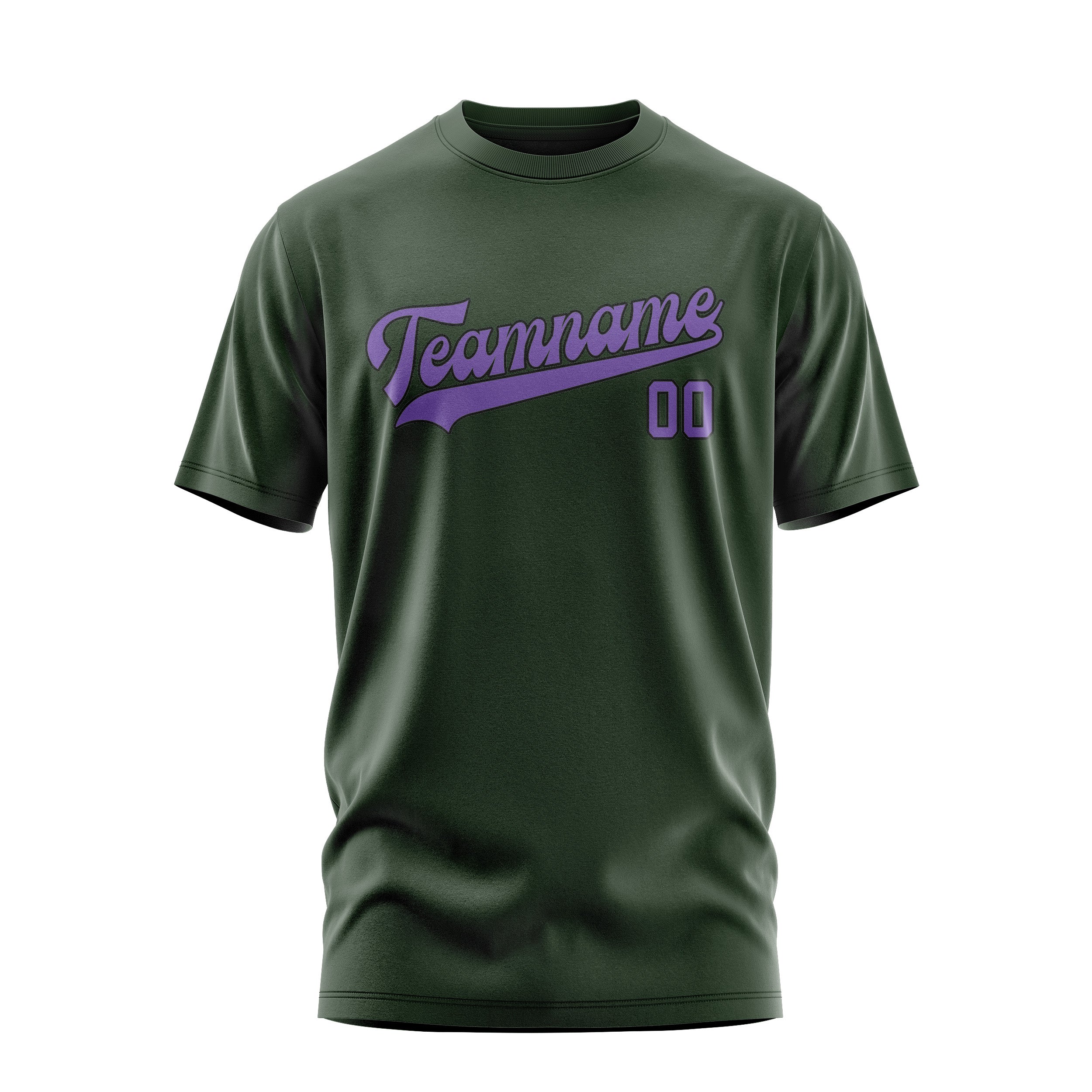Custom Dark Green Light Purple T-Shirt