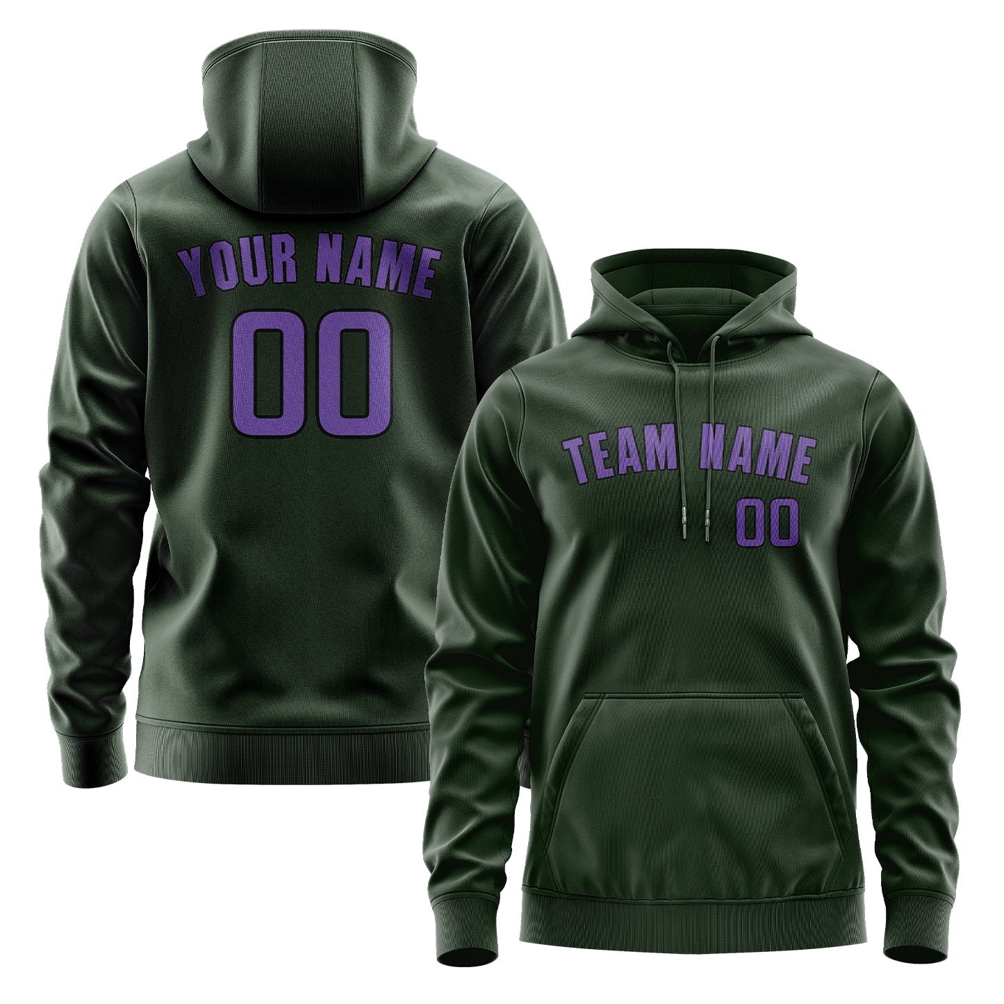 Custom Dark Green Light Purple Hoodie