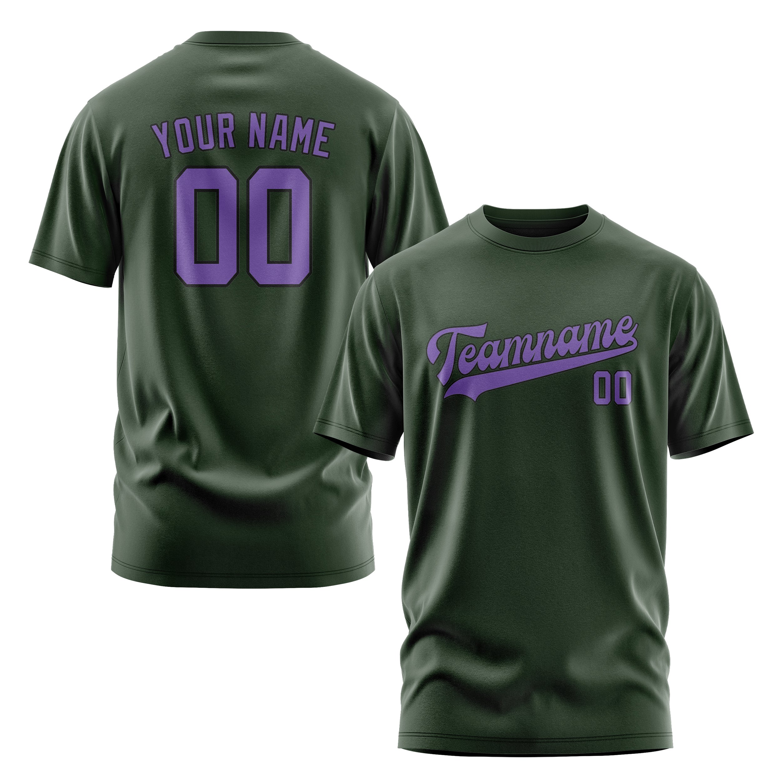 Custom Dark Green Light Purple T-Shirt