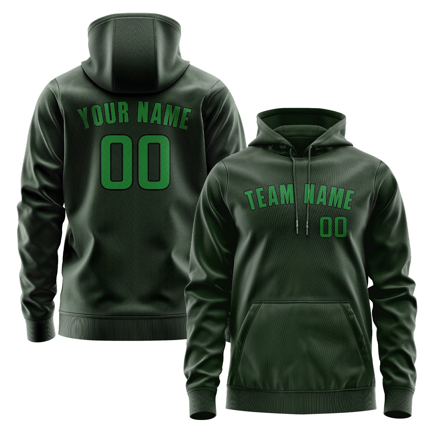 Custom Dark Green Emerald Green Hoodie