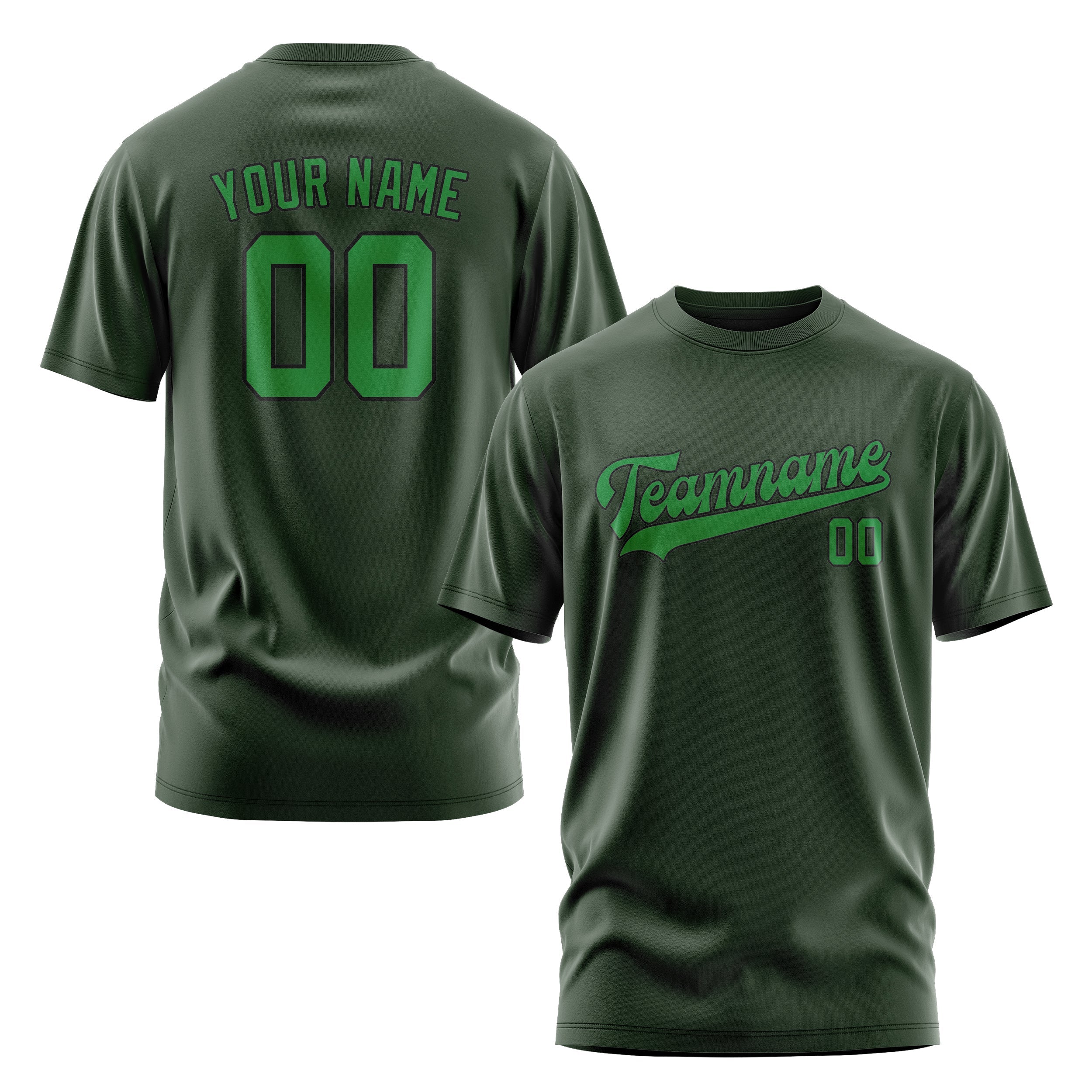 Custom Dark Green Emerald Green T-Shirt