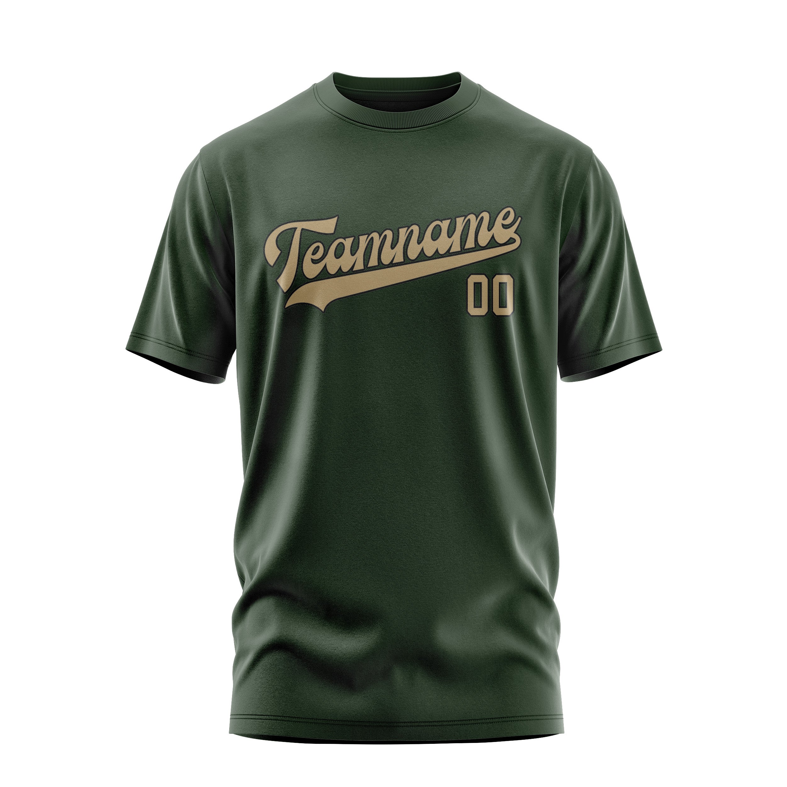Custom Dark Green Light Khaki T-Shirt