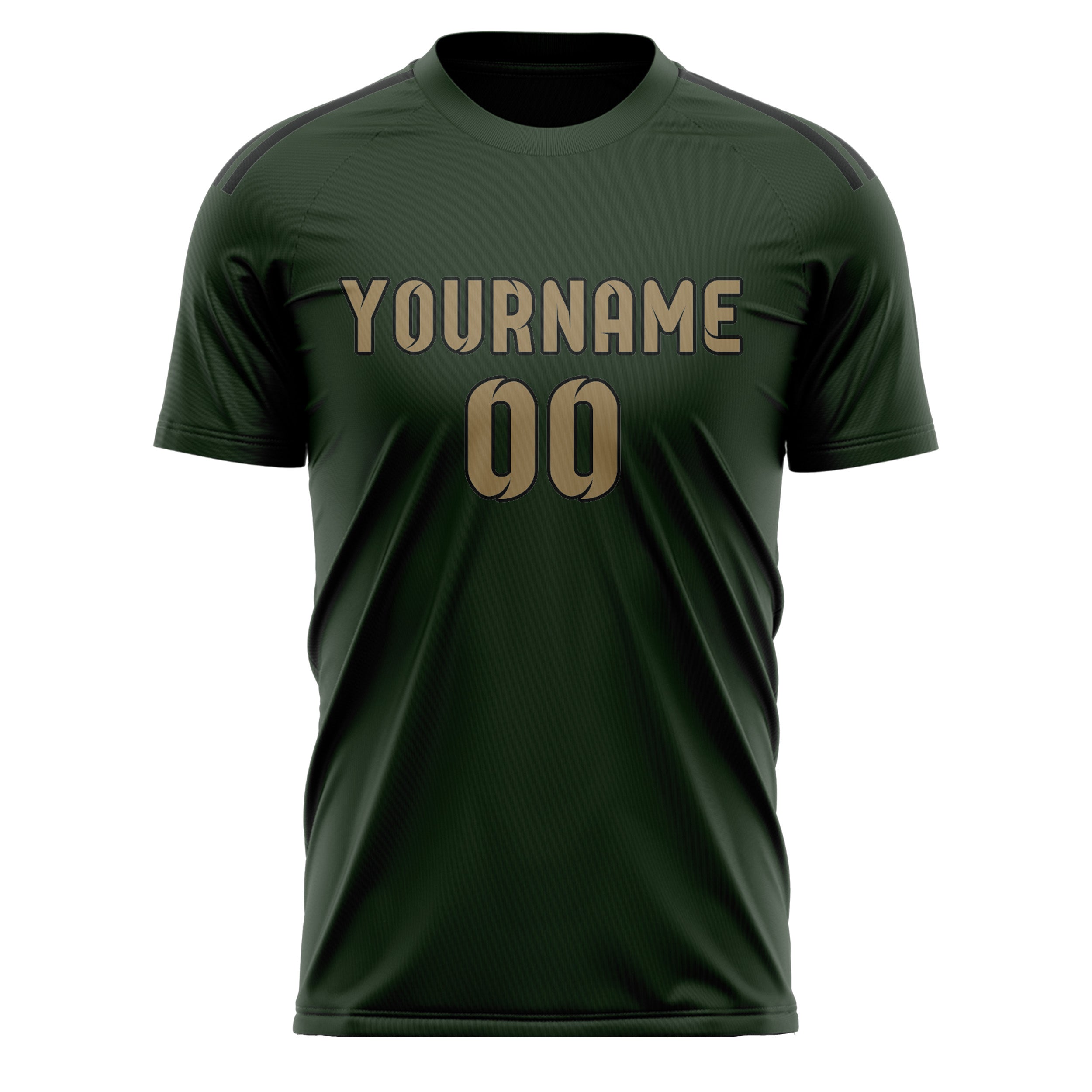Custom Dark Green Light Khaki Soccer Jersey