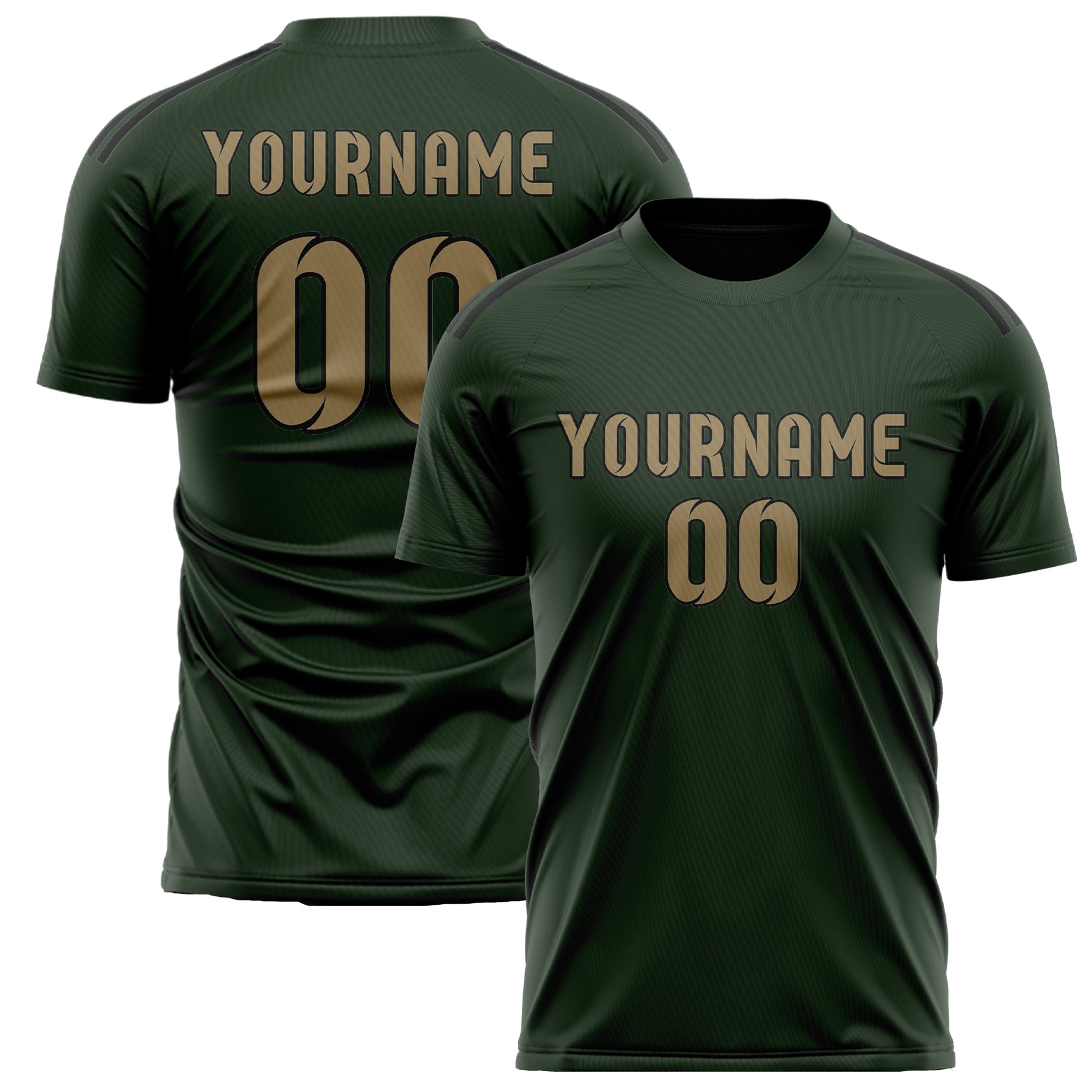 Custom Dark Green Light Khaki Soccer Jersey