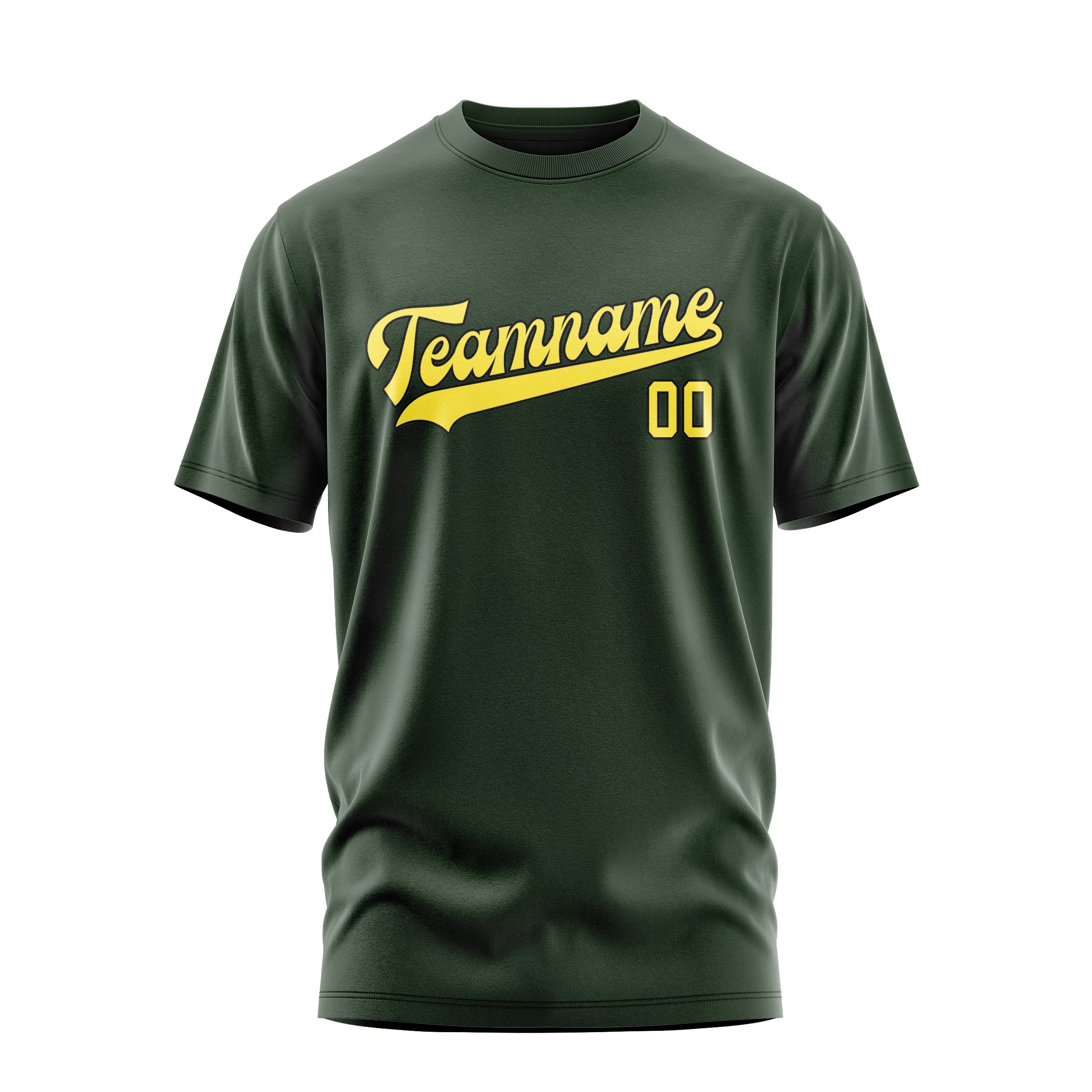 Custom Dark Green Light Yellow T-Shirt