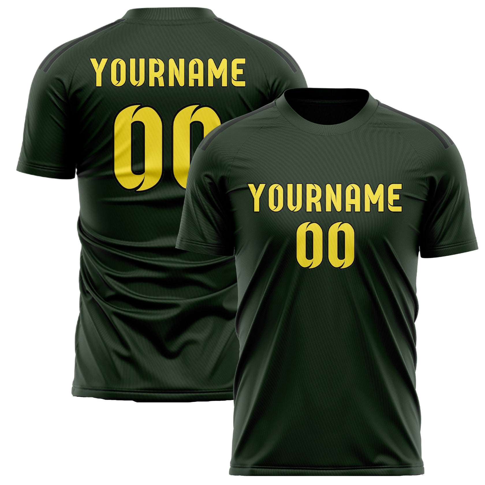 Custom Dark Green Light Yellow Soccer Jersey