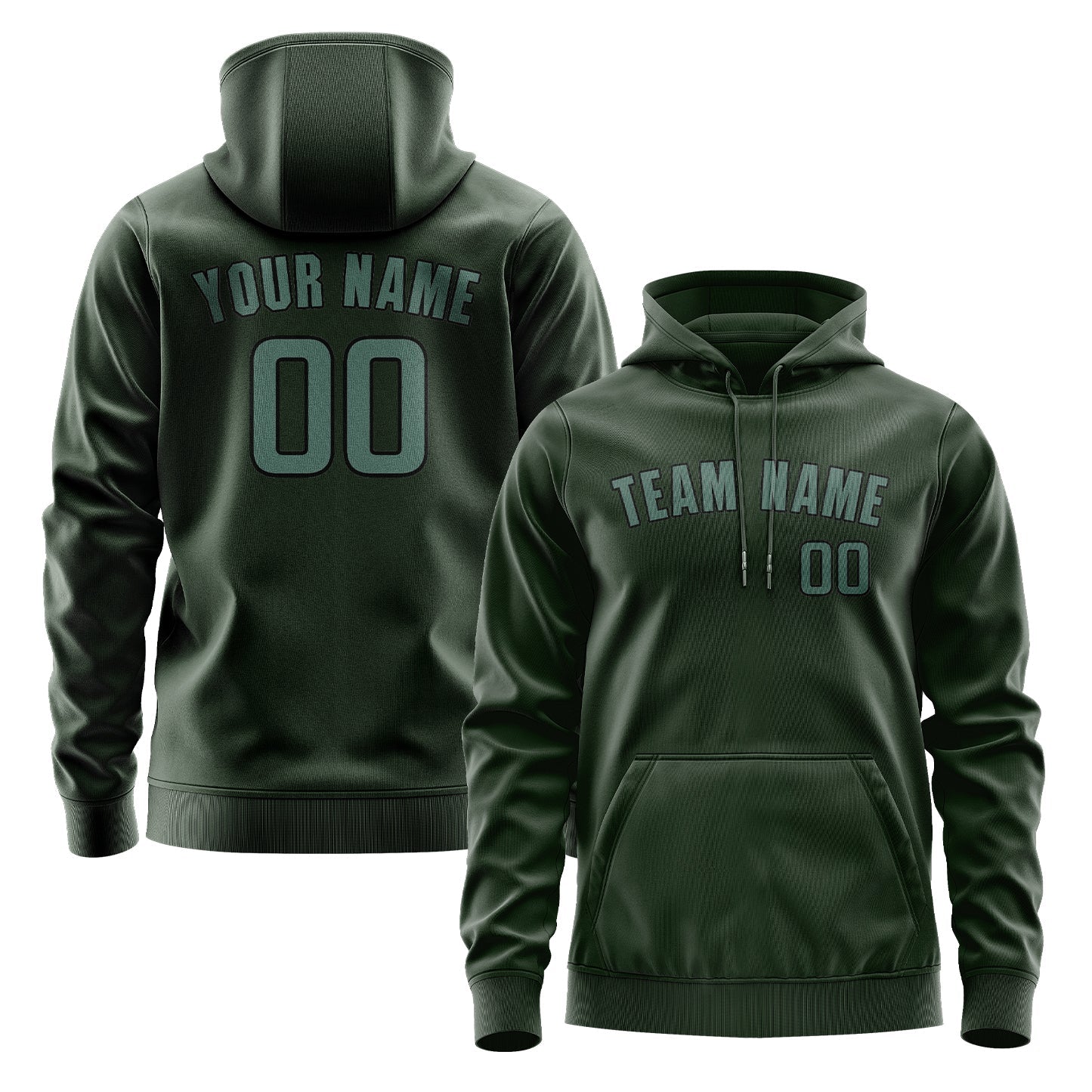 Custom Dark Green Blue Green Hoodie