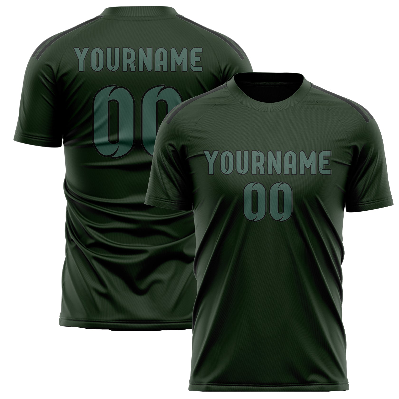 Custom Dark Green Blue Green Soccer Jersey