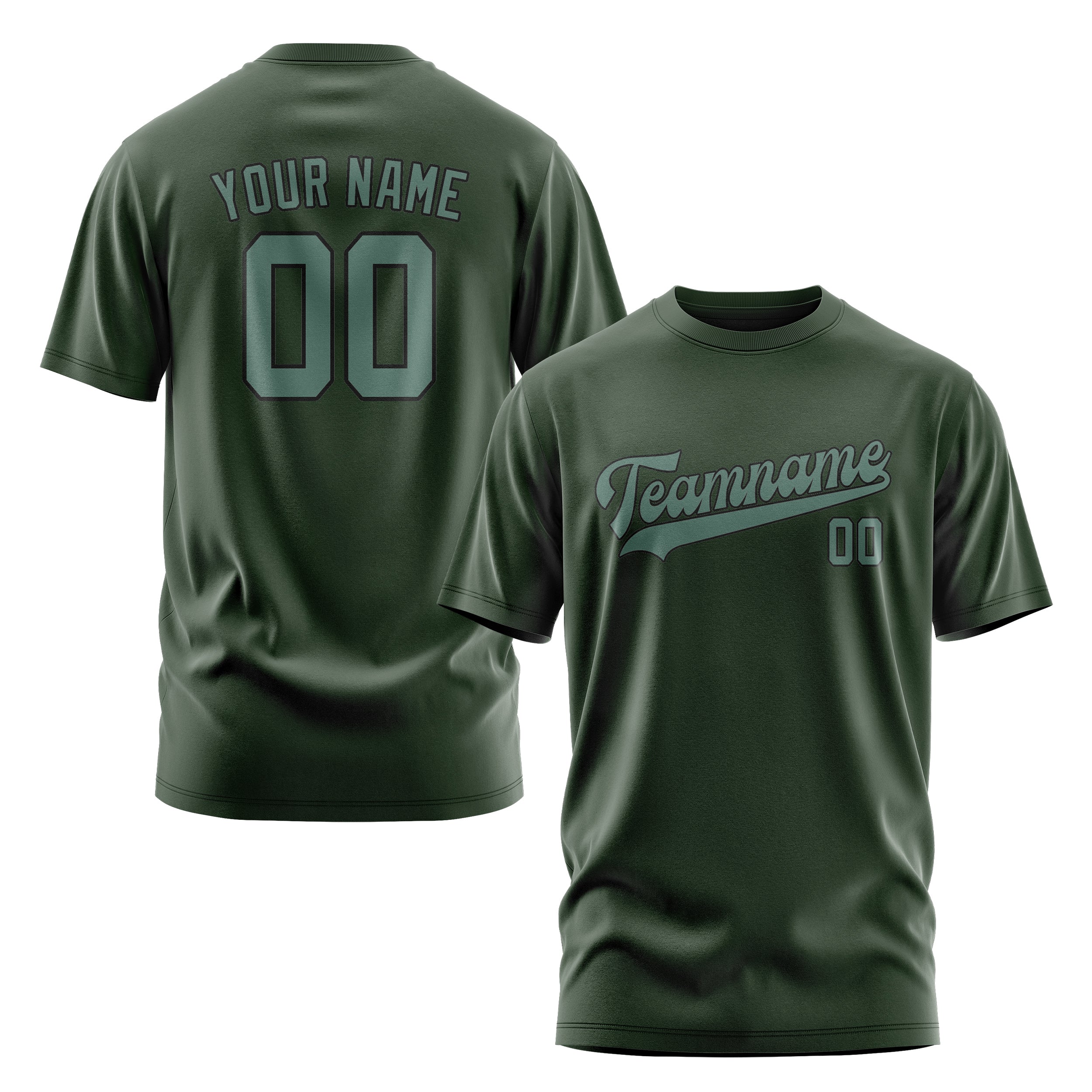 Custom Dark Green Blue Green T-Shirt