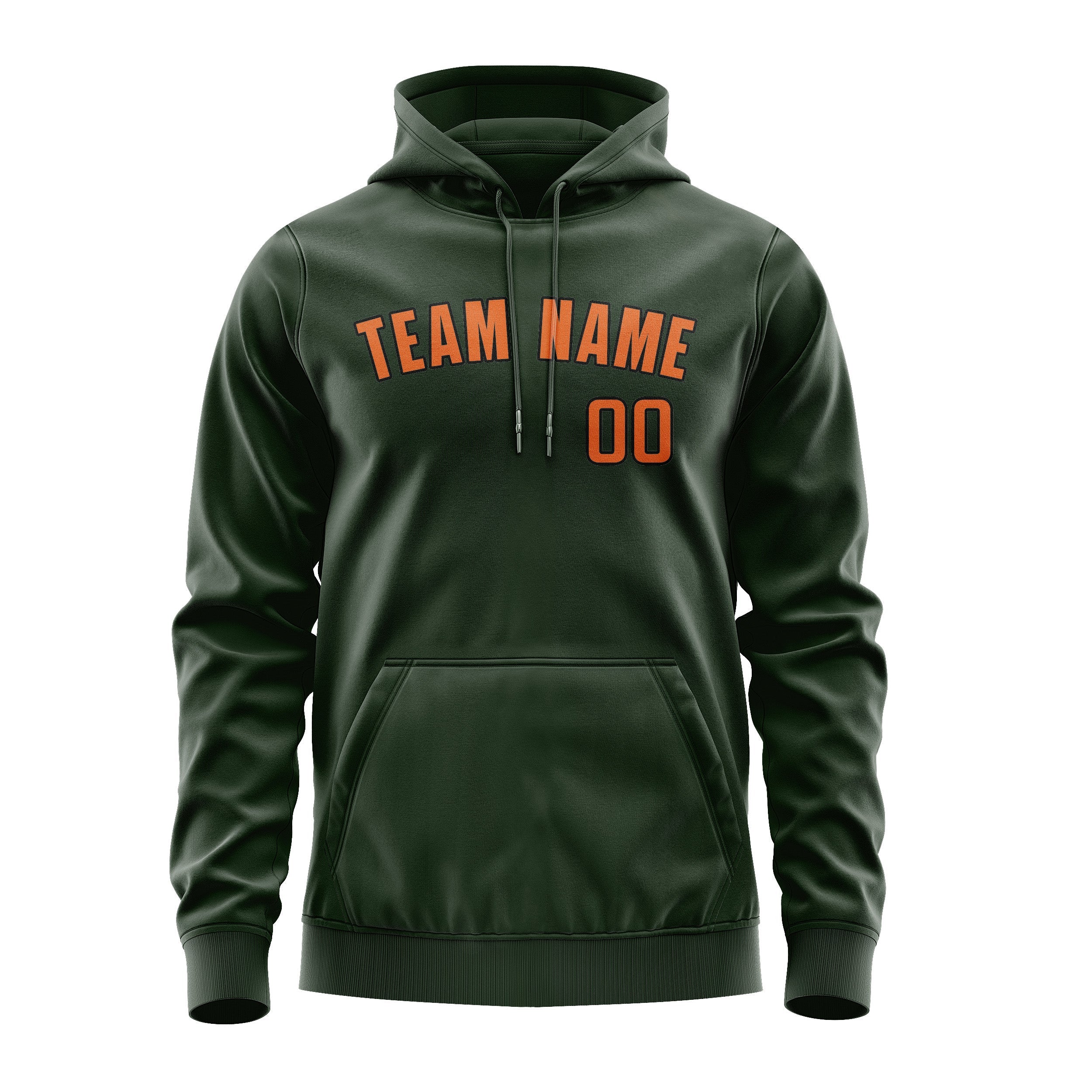 Custom Dark Green Orange Hoodie